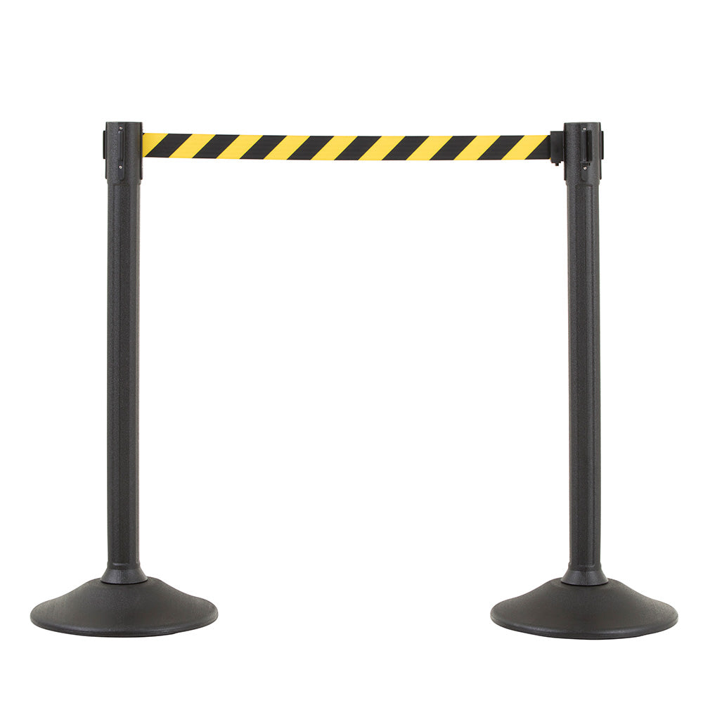 Black post and 6.5' Yellow/Black Chevron Belt ‐  2 pack