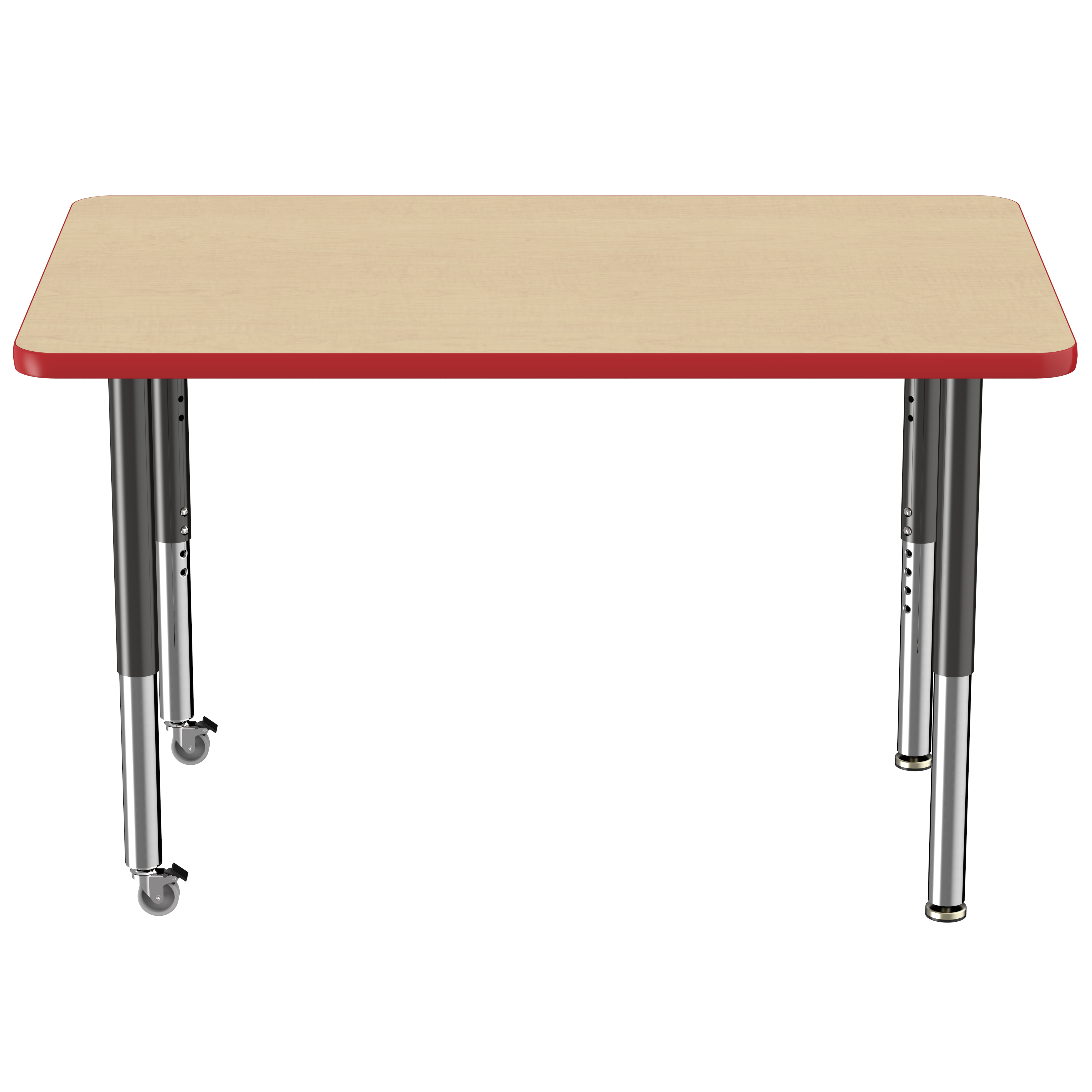 30" x 48" Rectangle T-Molding Activity Table with Adjustable Super Legs - Maple/Red/Black