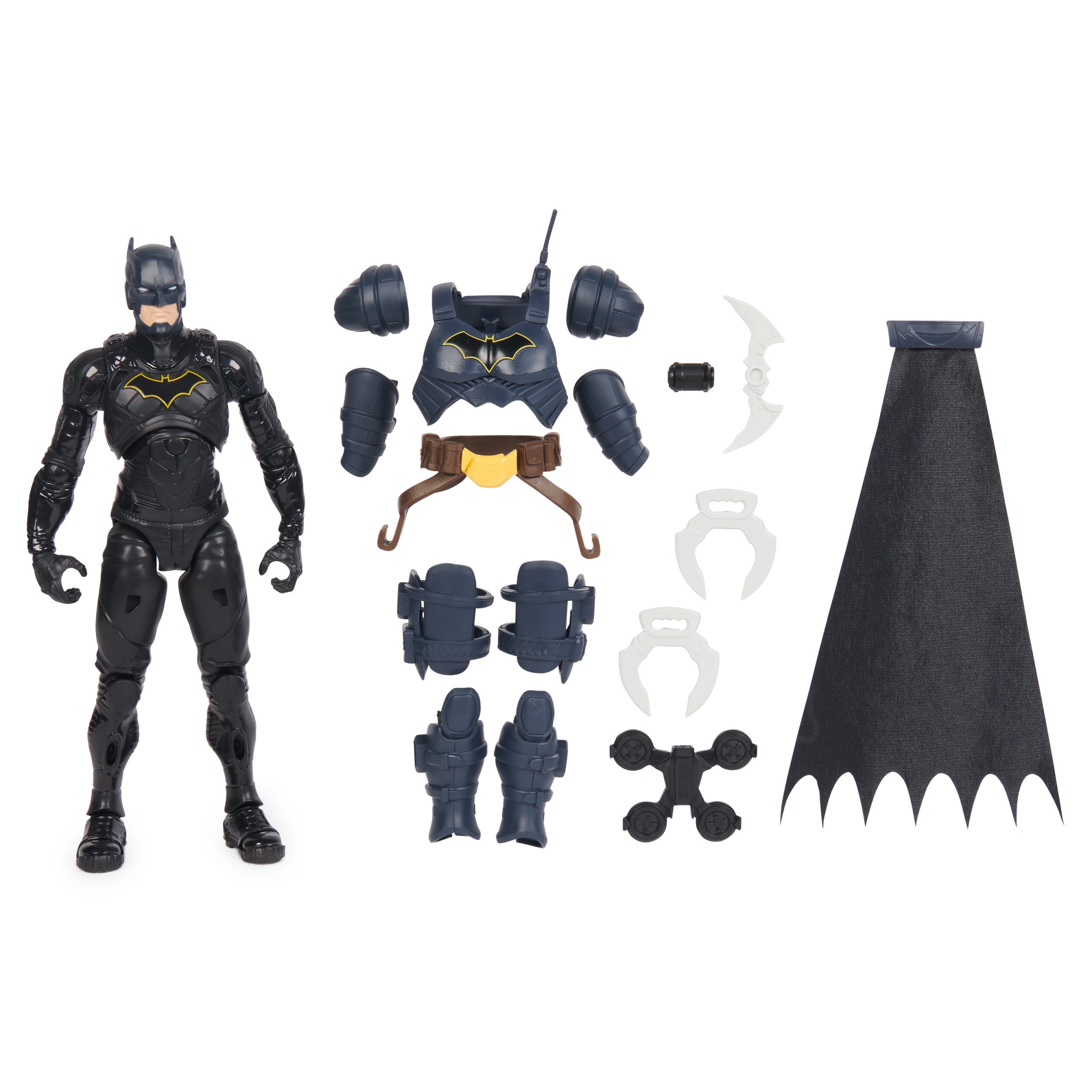 DC Comics, Batman Adventures, Batman Action Figure with 16 Armor Accessories, 17 Points of Articulation, 12-inch, Super Hero Kids Toy for Boys & Girls