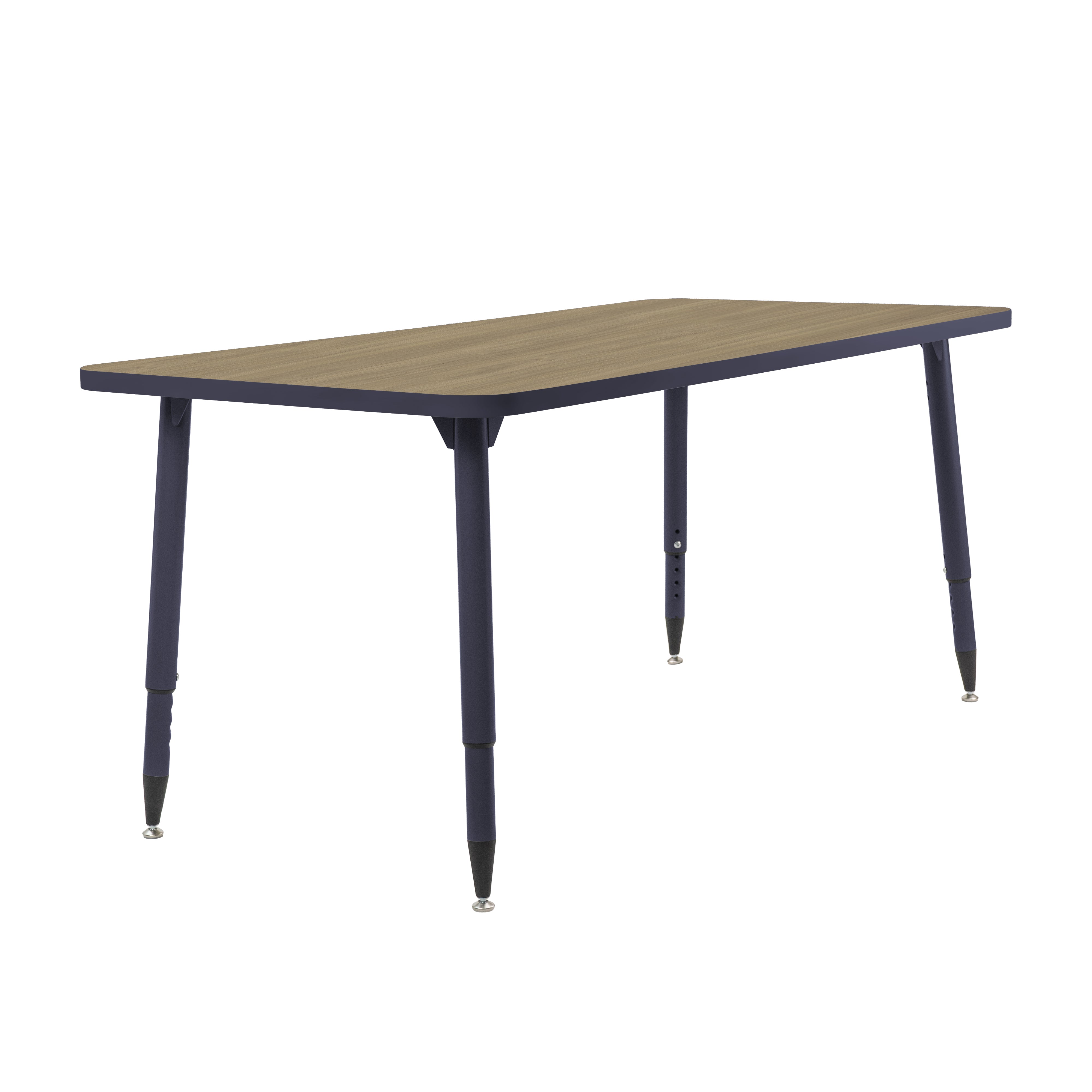 Adapte 30" x 60" Rectangle Thermofused Activity Table with Adjustable Tapered Legs - Pasadena Oak/Navy