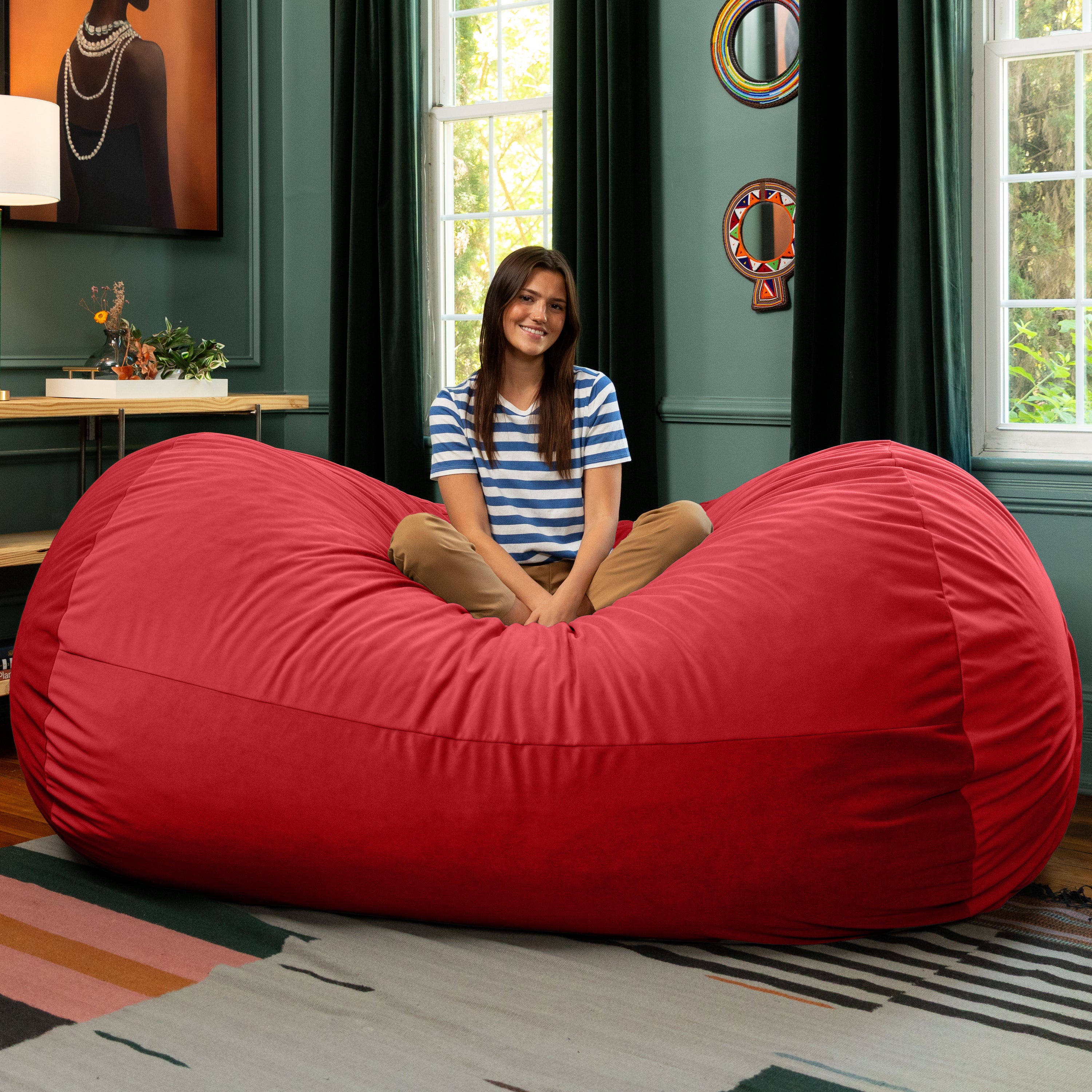 Jaxx Grand Lounger 7 Foot Bean Bag Sofa -Lush Velvet Merlot