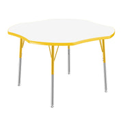 48" x 48" Clover Dry-Erase Activity Table with Adjustable Standard Swivel Glide Legs - Whiteboard/Yellow