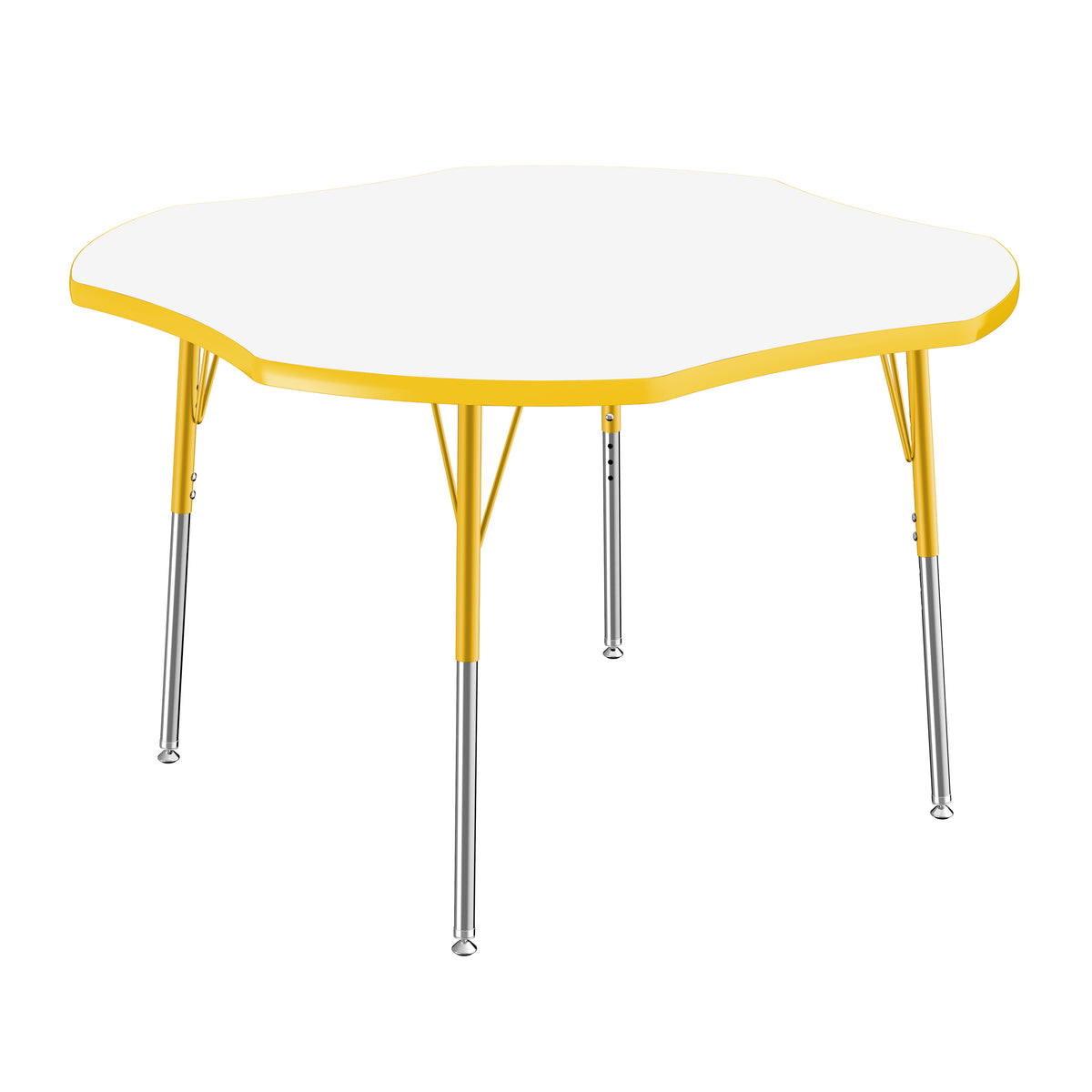 48" x 48" Clover Dry-Erase Activity Table with Adjustable Standard Swivel Glide Legs - Whiteboard/Yellow