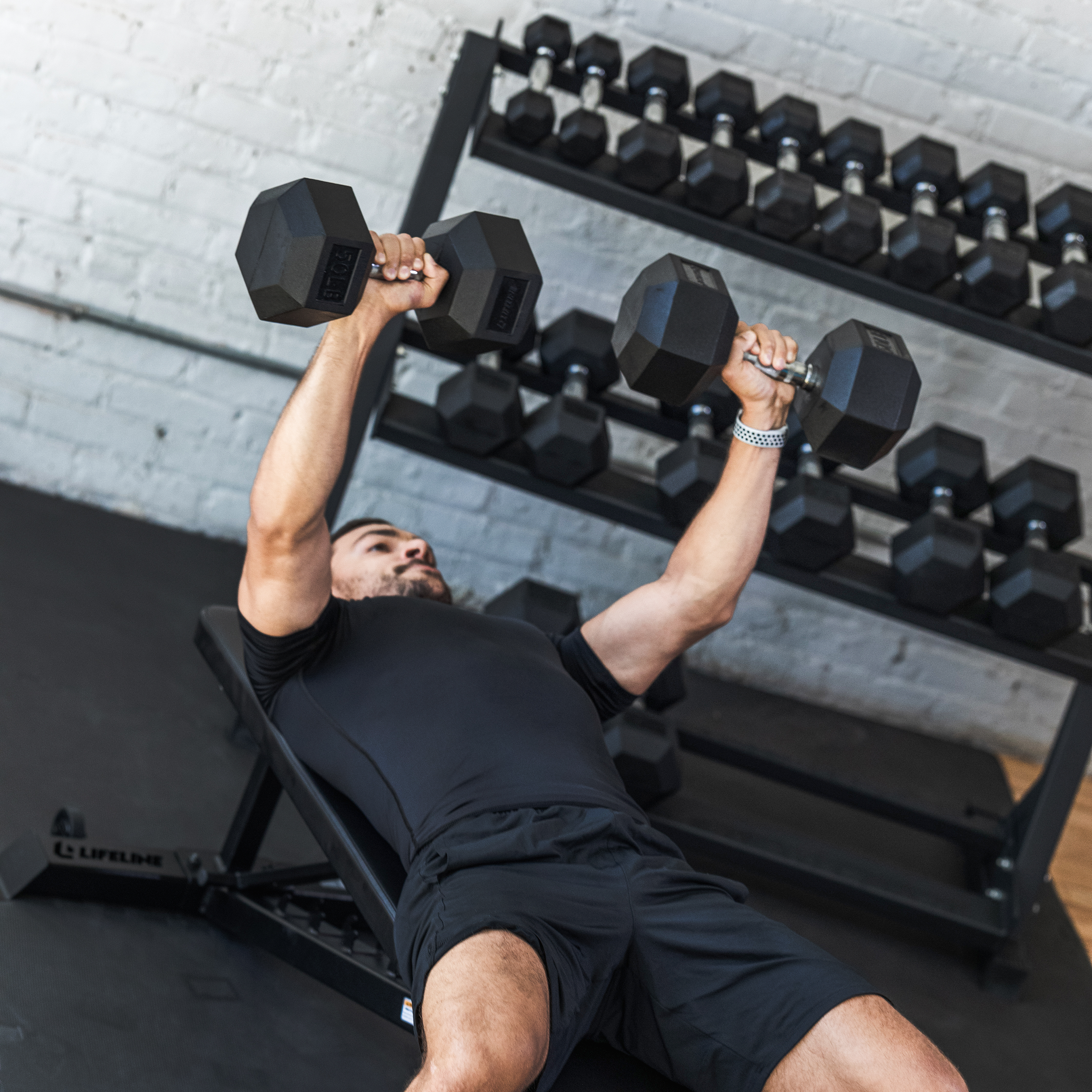 Lifeline 380Lb Hex Rubber Dumbbell Set - 10Lb, 15Lb, 20Lb, 25Lb, 30Lb, 40Lb, 50Lb Set