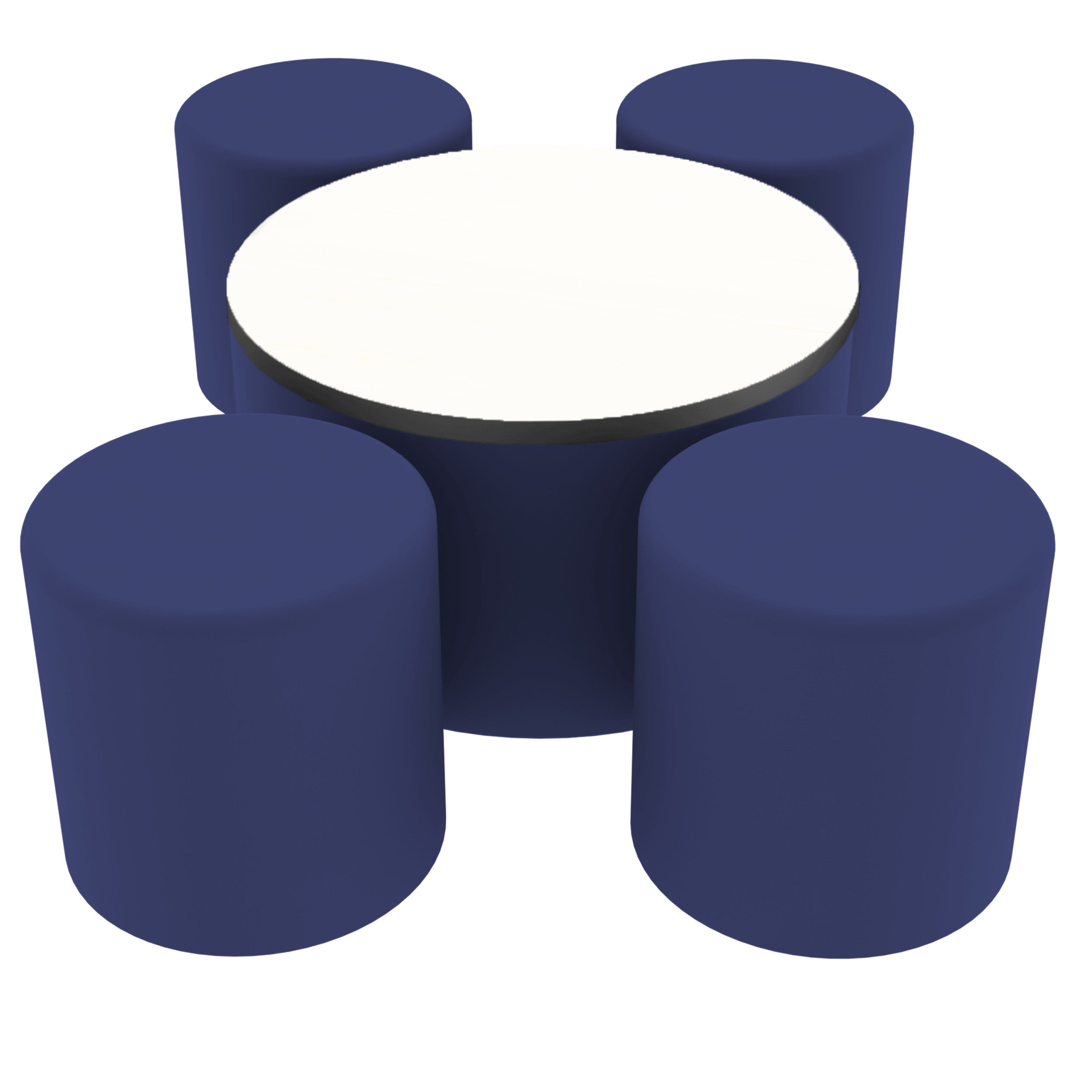 Pro Series Dry-Erase 30" Round Ottoman Table with Round 18" H Seating, 5-Piece Set - Navy/Whiteboard