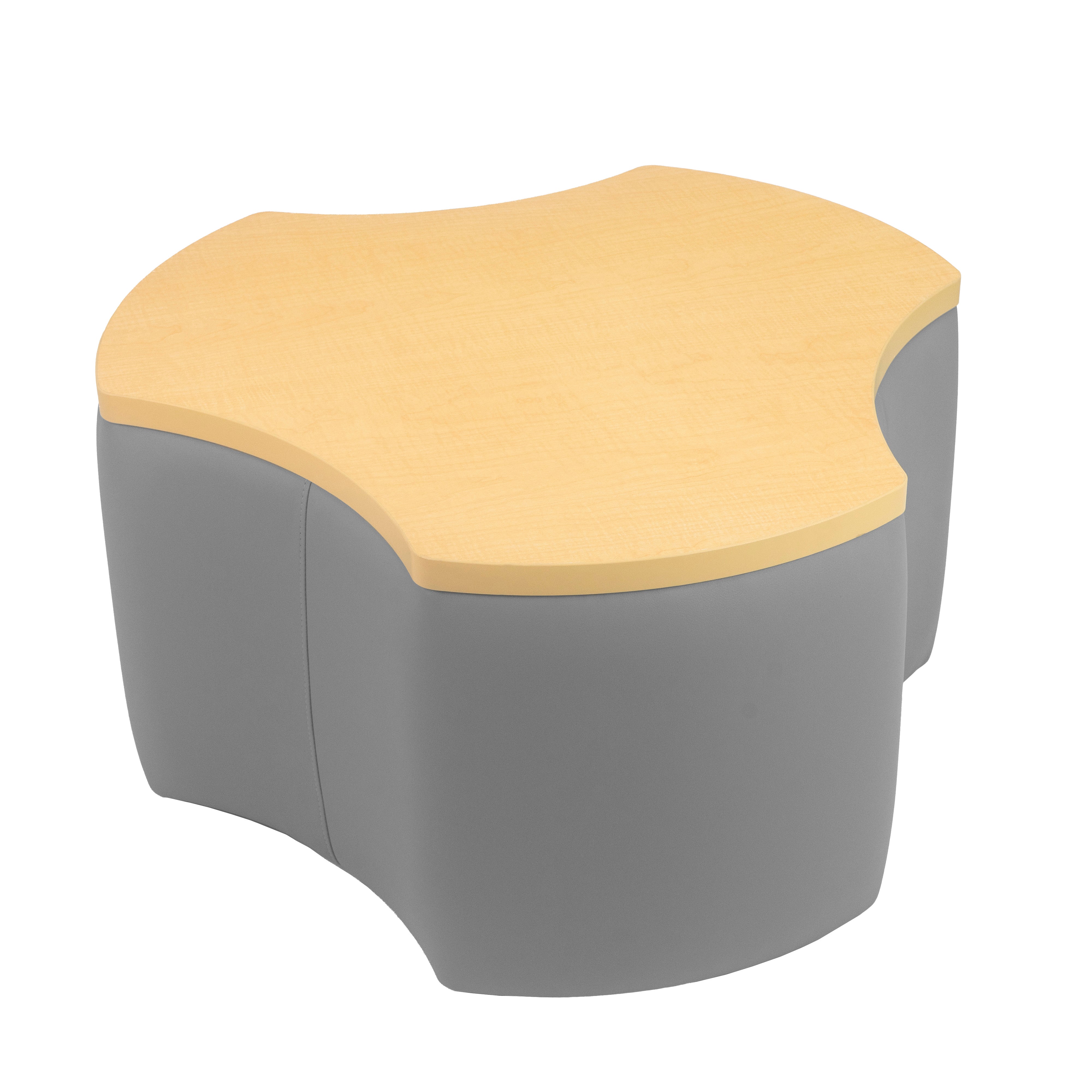 Pro Series Upholstered Cog Ottoman Table 18" Height - Gray/Maple