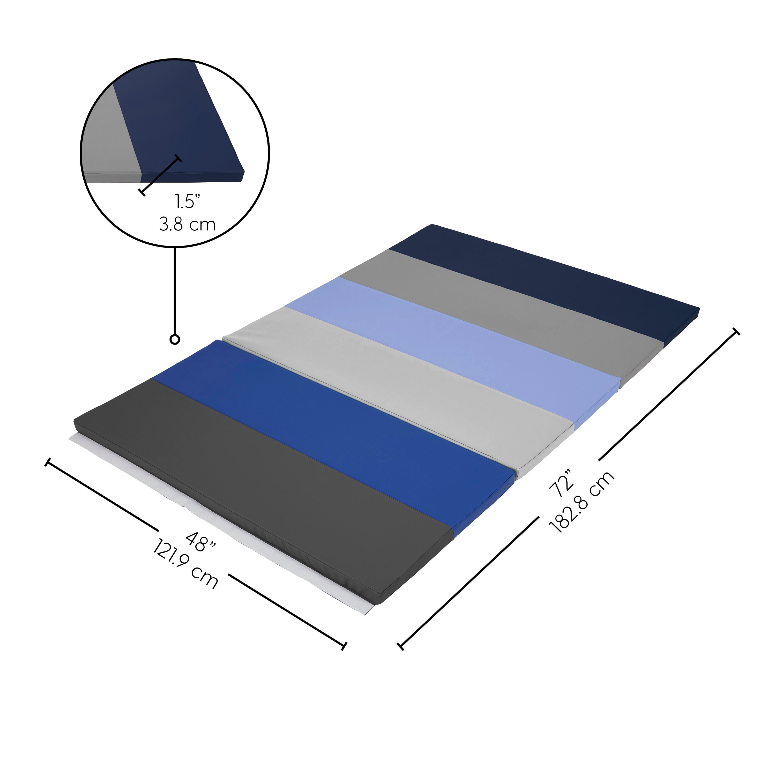 SoftScape 4ft x 6ft Runway Tumbling Mat - Navy/Powder Blue