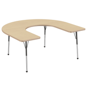 60" x 66" Horseshoe T-Molding Activity Table with Adjustable Standard Ball Glide Legs - Maple/Maple/Black