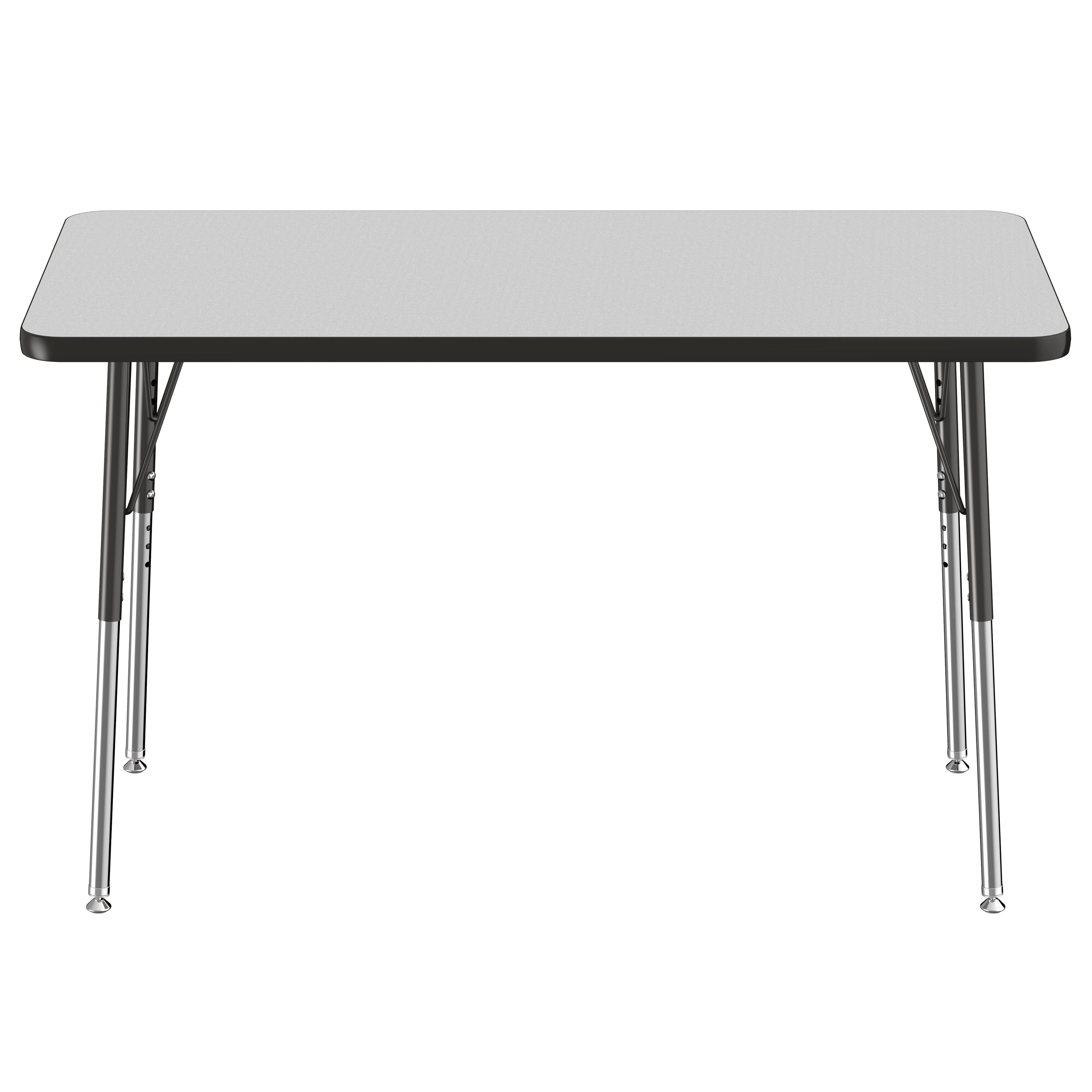 24" x 48" Rectangle T-Molding Activity Table with Adjustable Standard Swivel Glide Legs - Gray/Black