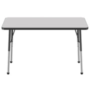 24" x 48" Rectangle Thermofused Activity Table with Adjustable Standard Ball Glide Legs - Gray/Black