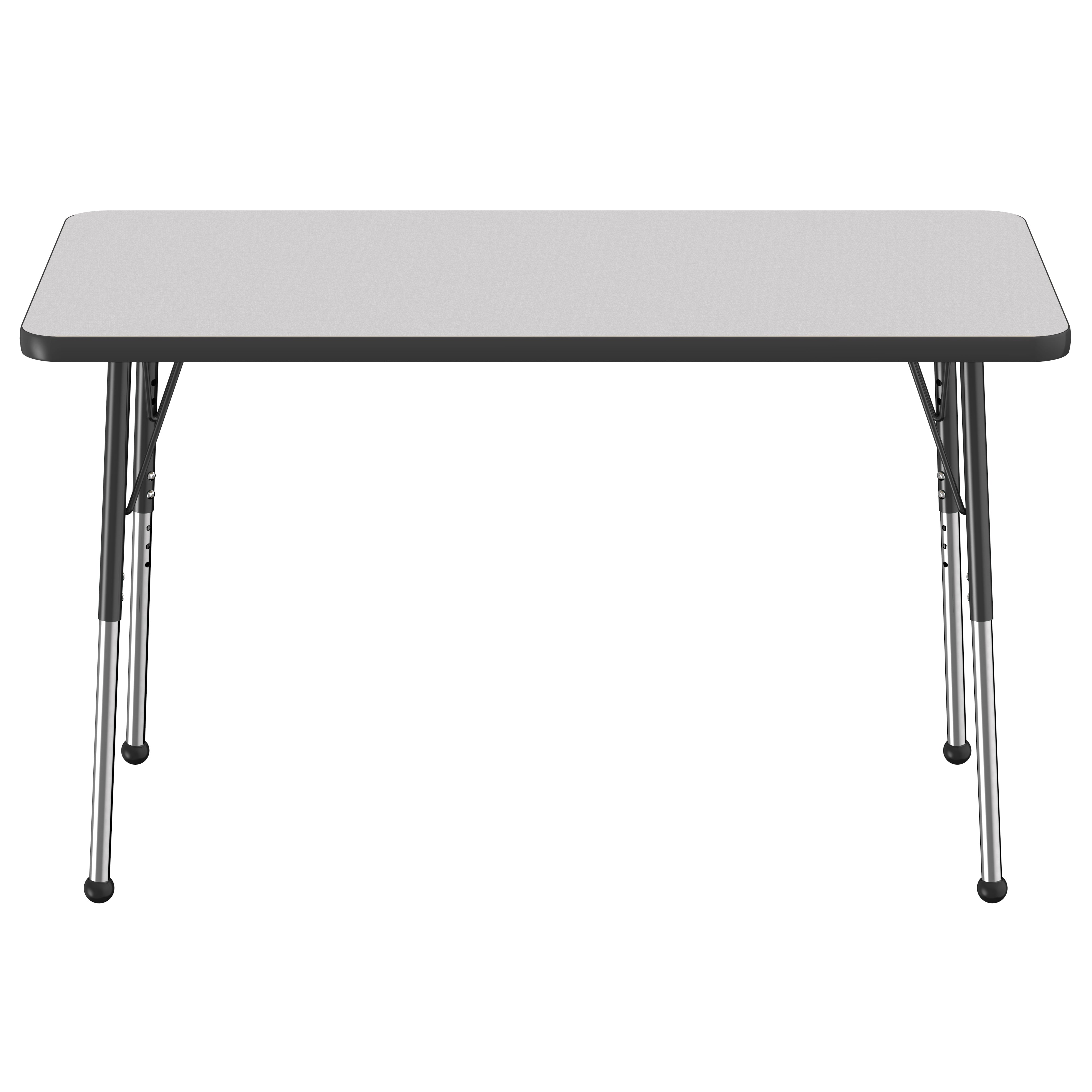 24" x 48" Rectangle Thermofused Activity Table with Adjustable Standard Ball Glide Legs - Gray/Black