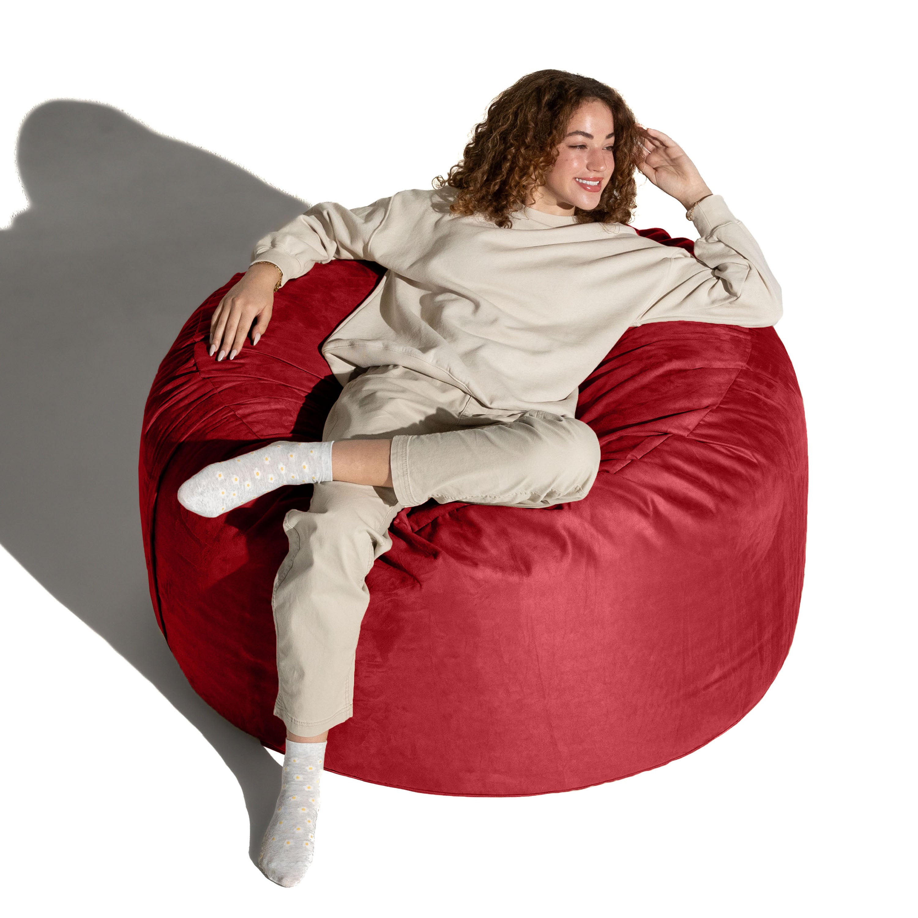 Jaxx 4 ft Round Bean Bag Chair for Adults, Cinnabar