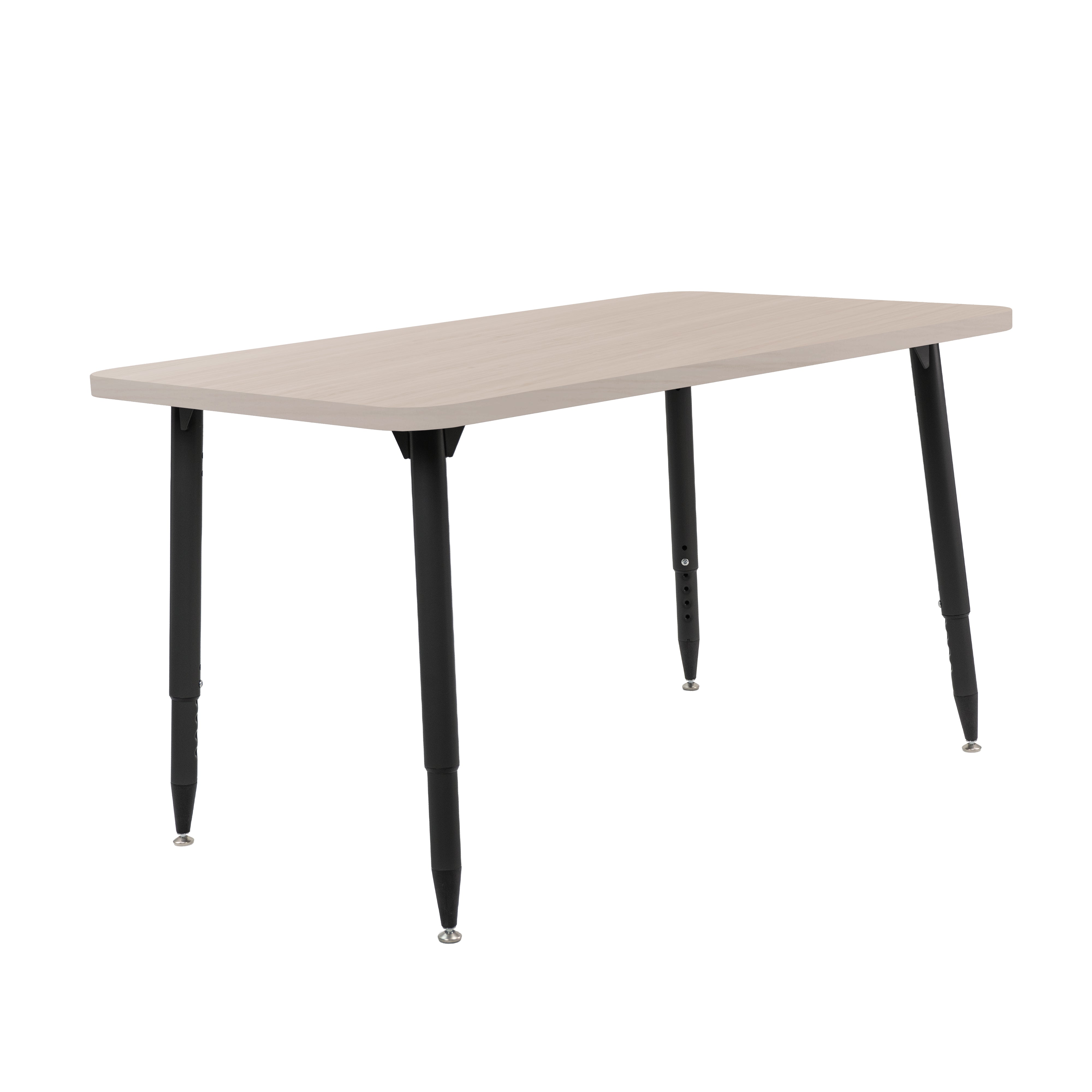 Adapte 30" x 48" Rectangle Woodgrain Activity Table with Adjustable Tapered Legs - Asian Sand/Black