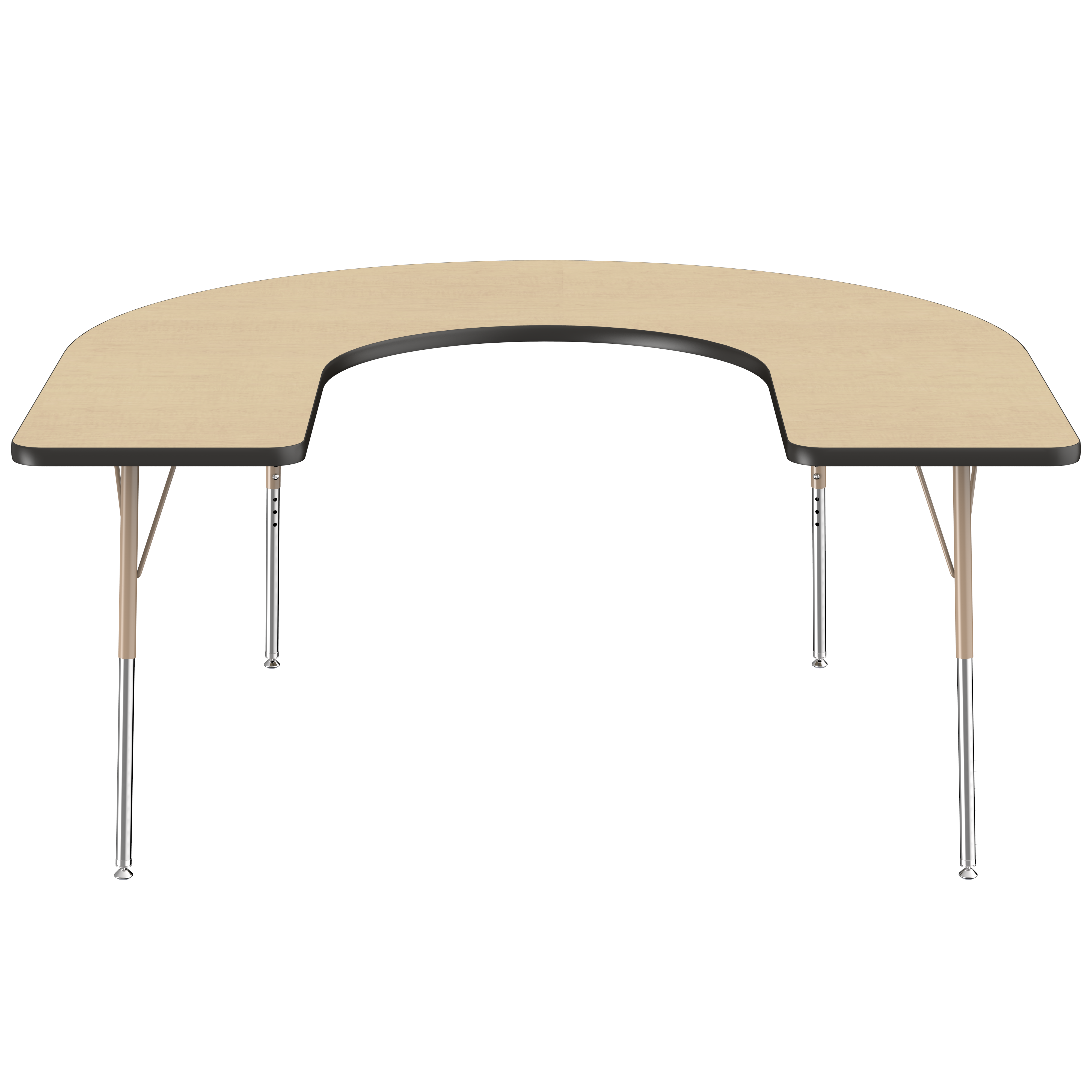 60" x 66" Horseshoe T-Molding Activity Table with Adjustable Standard Swivel Glide Legs - Maple/Black/Sand
