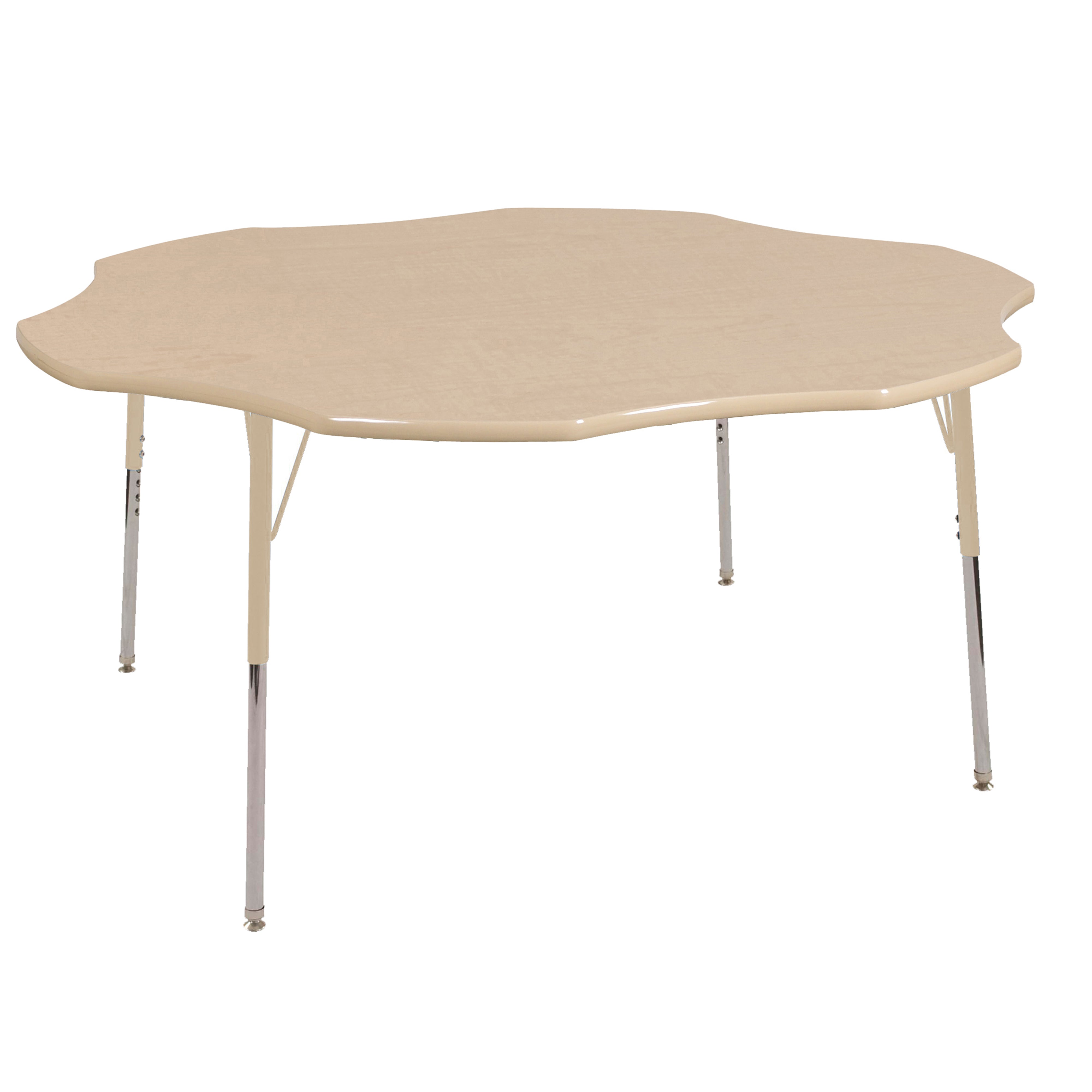 60" x 60" Flower T-Molding Activity Table with Adjustable Standard Swivel Glide Legs - Maple/Sand