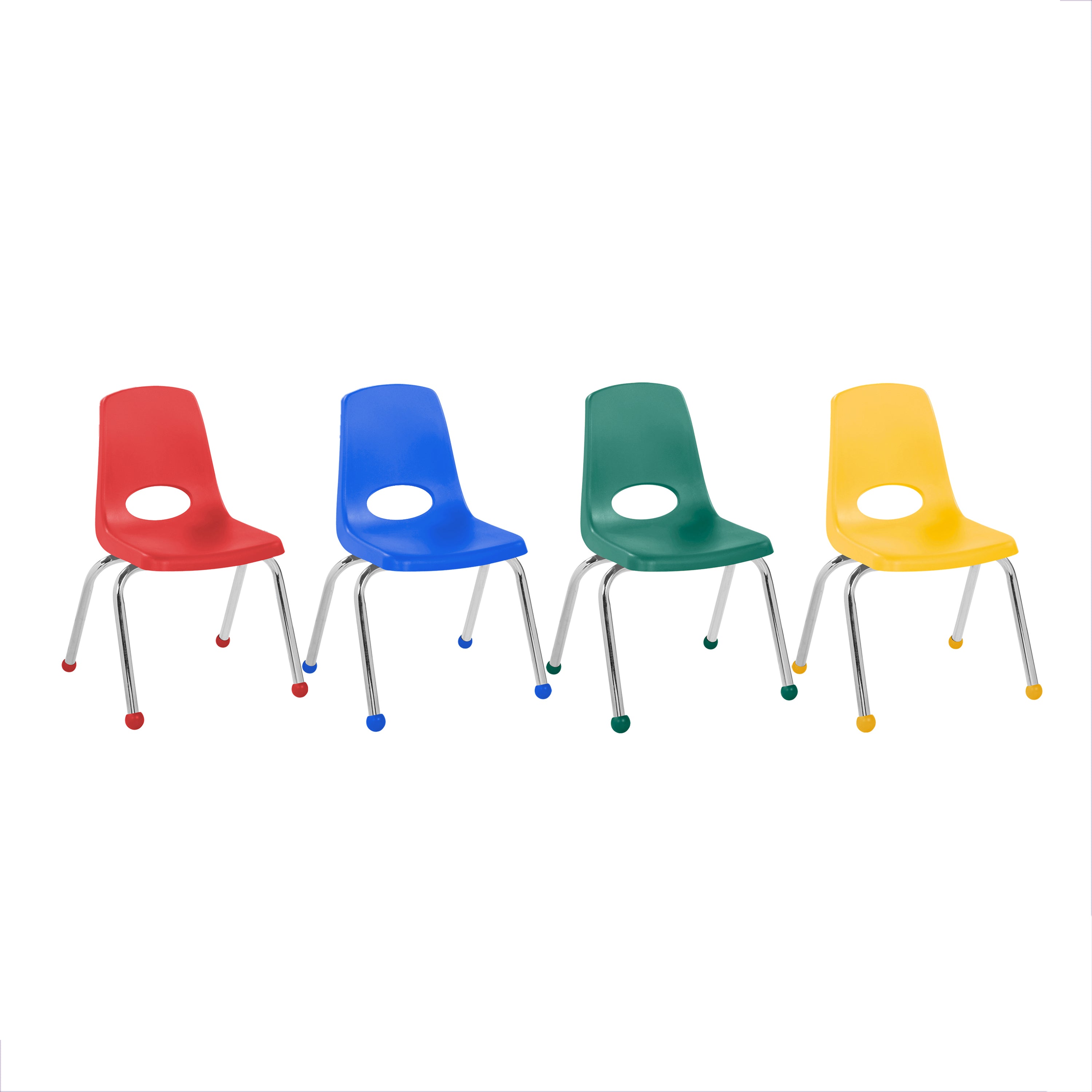 14" Stack Chair with Ball Glides, 4-Piece - Assorted