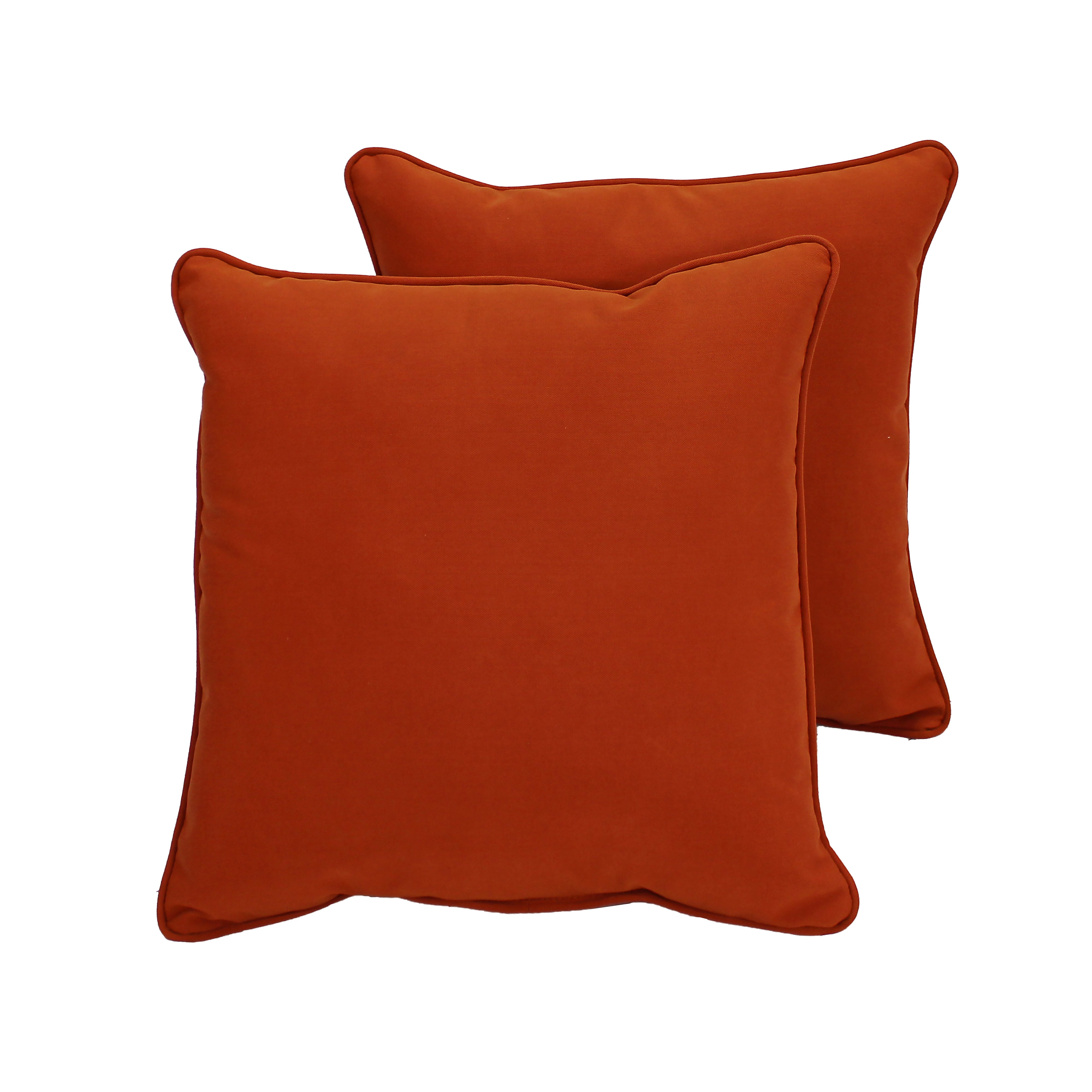 Presidio 18"x 18" Square Indoor/Outdoor Pillow with Piping, 2-Piece - Burnt Orange