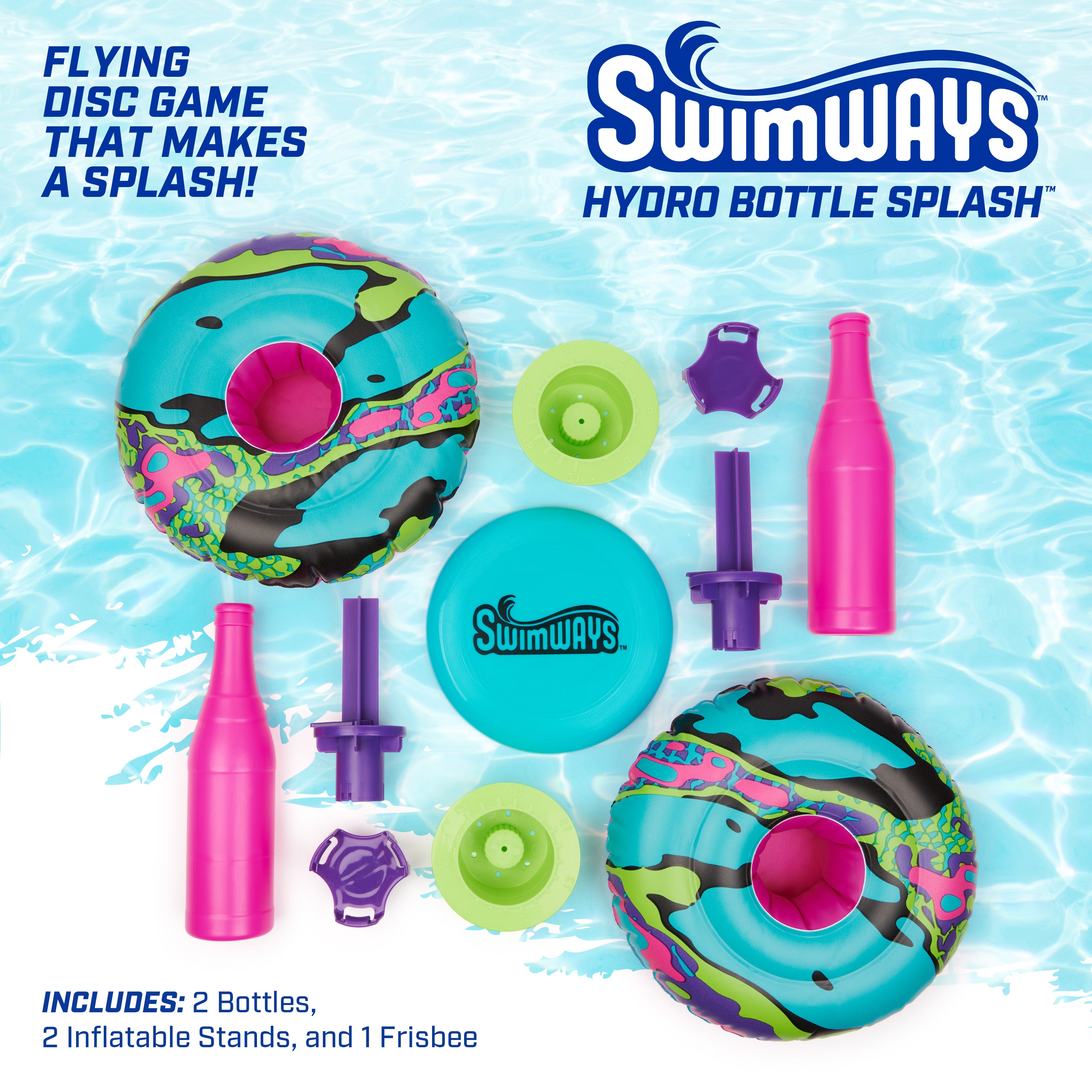 Swimways Hydro Bottle Splash, Pool Toys for Kids and Adults, Throwing Disc Swimming Pool Game, Outdoor Toys for Kids Aged 5 & Up