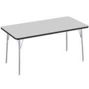30" x 60" Rectangle T-Molding Activity Table with Adjustable Standard Swivel Glide Legs - Gray/Black/Silver