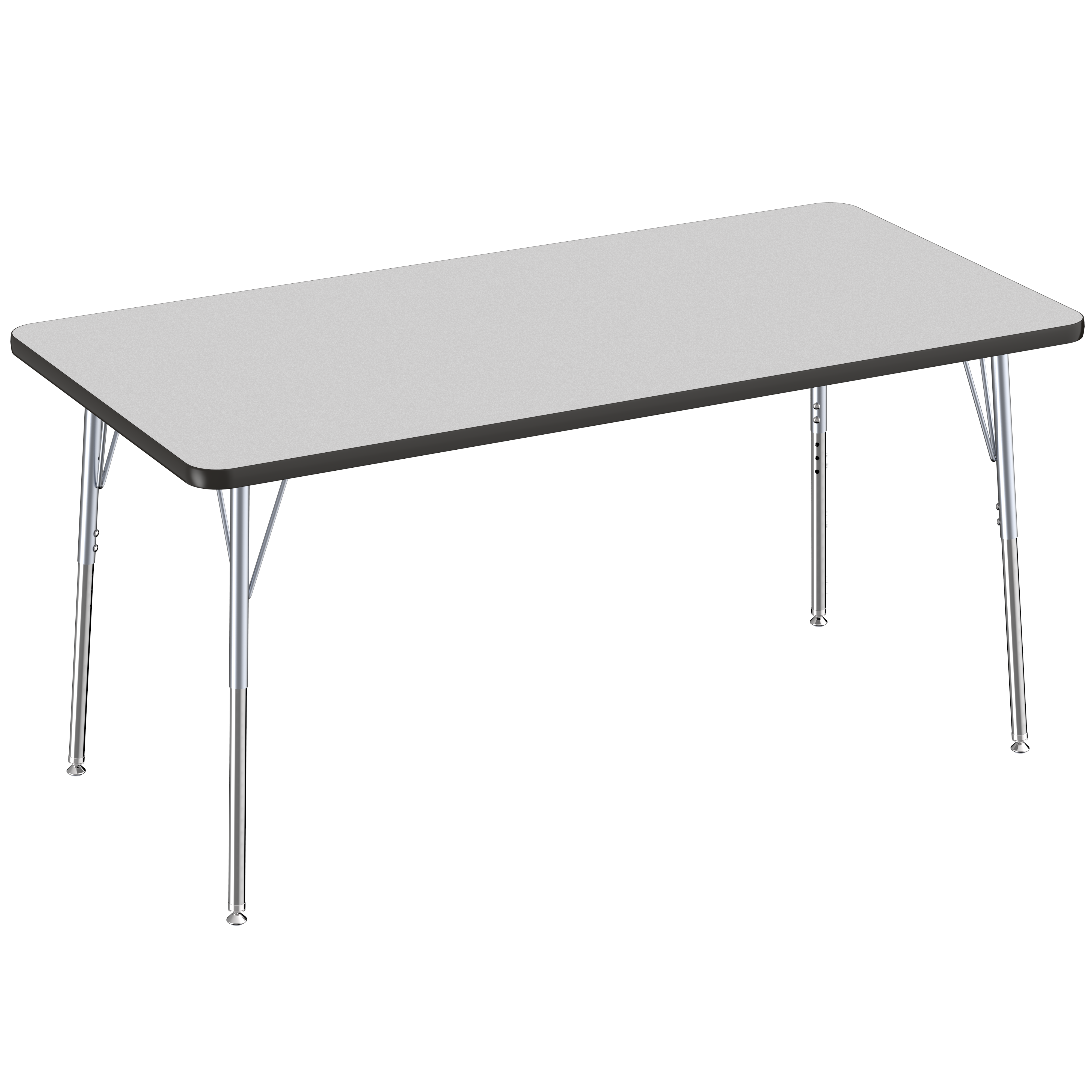 30" x 60" Rectangle T-Molding Activity Table with Adjustable Standard Swivel Glide Legs - Gray/Black/Silver