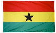 Ghana Flag 2x3 ft. Nylon SolarGuard Nyl-Glo 100% Made in USA to Official United Nations Design Specifications.