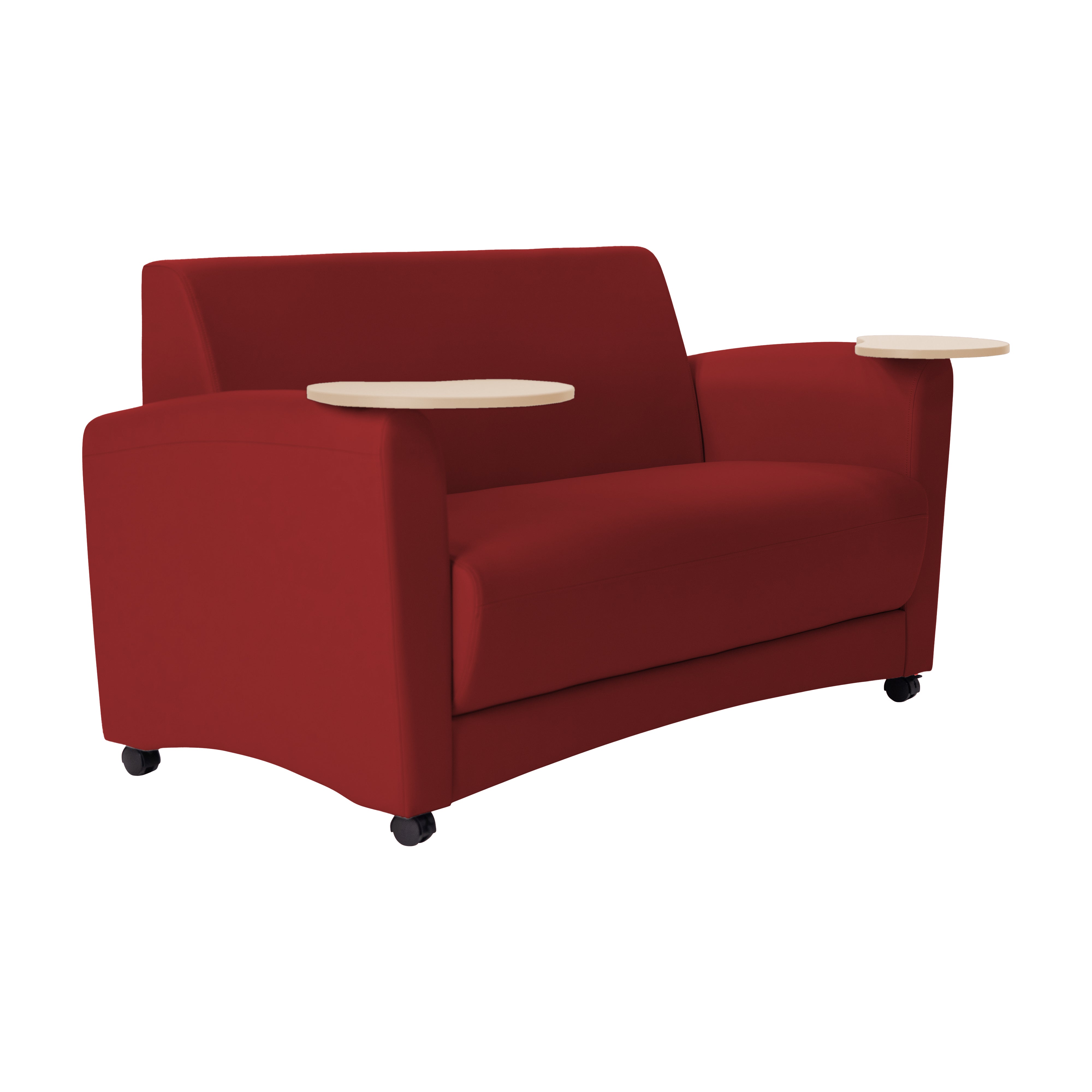 Pro Series Upholstered Common Area Sofa with Tablet - Crimson/Maple Grain