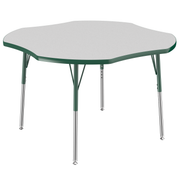 48" x 48" Clover T-Molding Activity Table with Adjustable Standard Swivel Glide Legs - Gray/Green