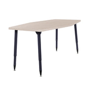 Adapte 34" x 60" Long Hexagon Woodgrain Activity Table with Adjustable Tapered Legs - Asian Sand/Black