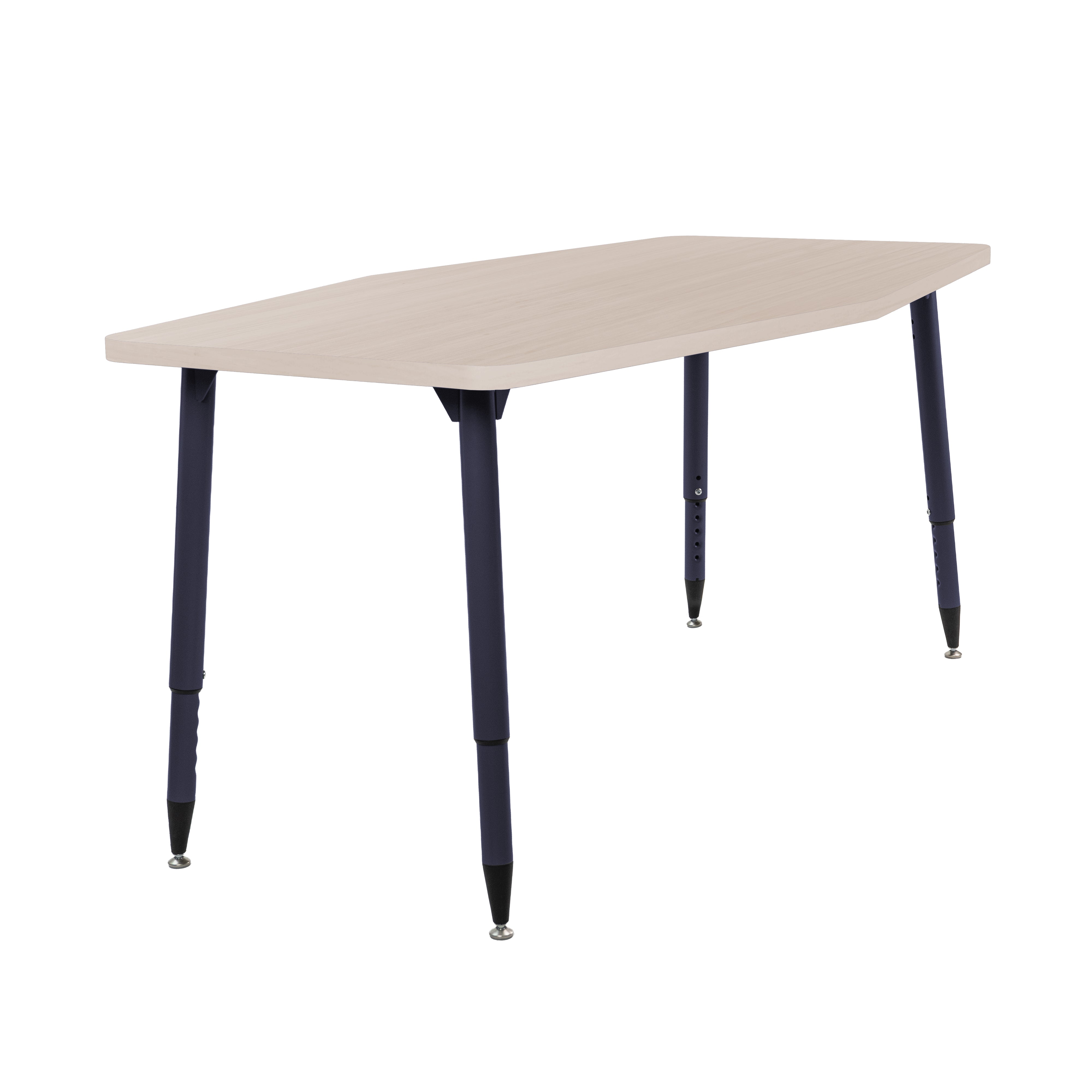 Adapte 34" x 60" Long Hexagon Woodgrain Activity Table with Adjustable Tapered Legs - Asian Sand/Black