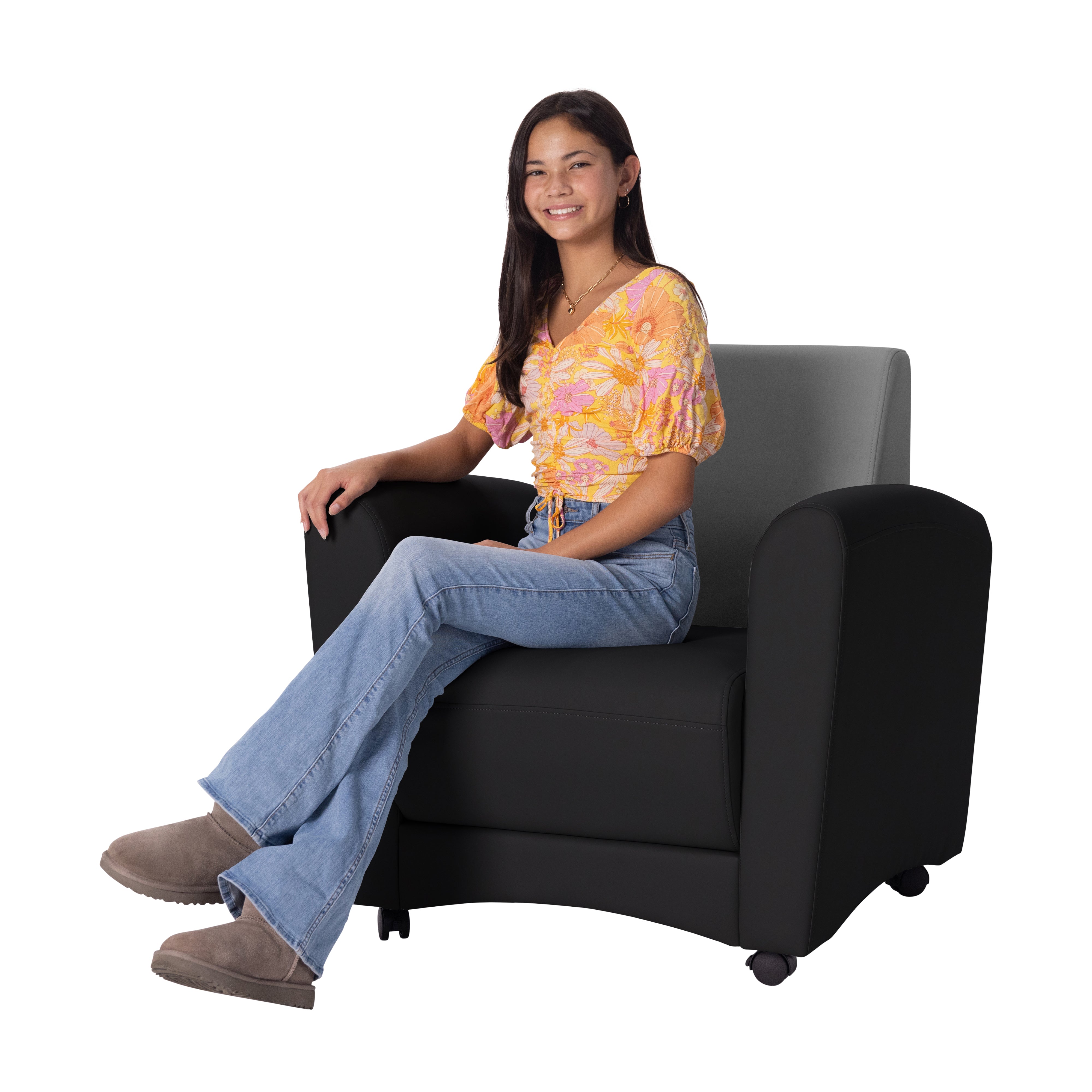 Pro Series Upholstered Mobile Common Area Chair - Black/Gray