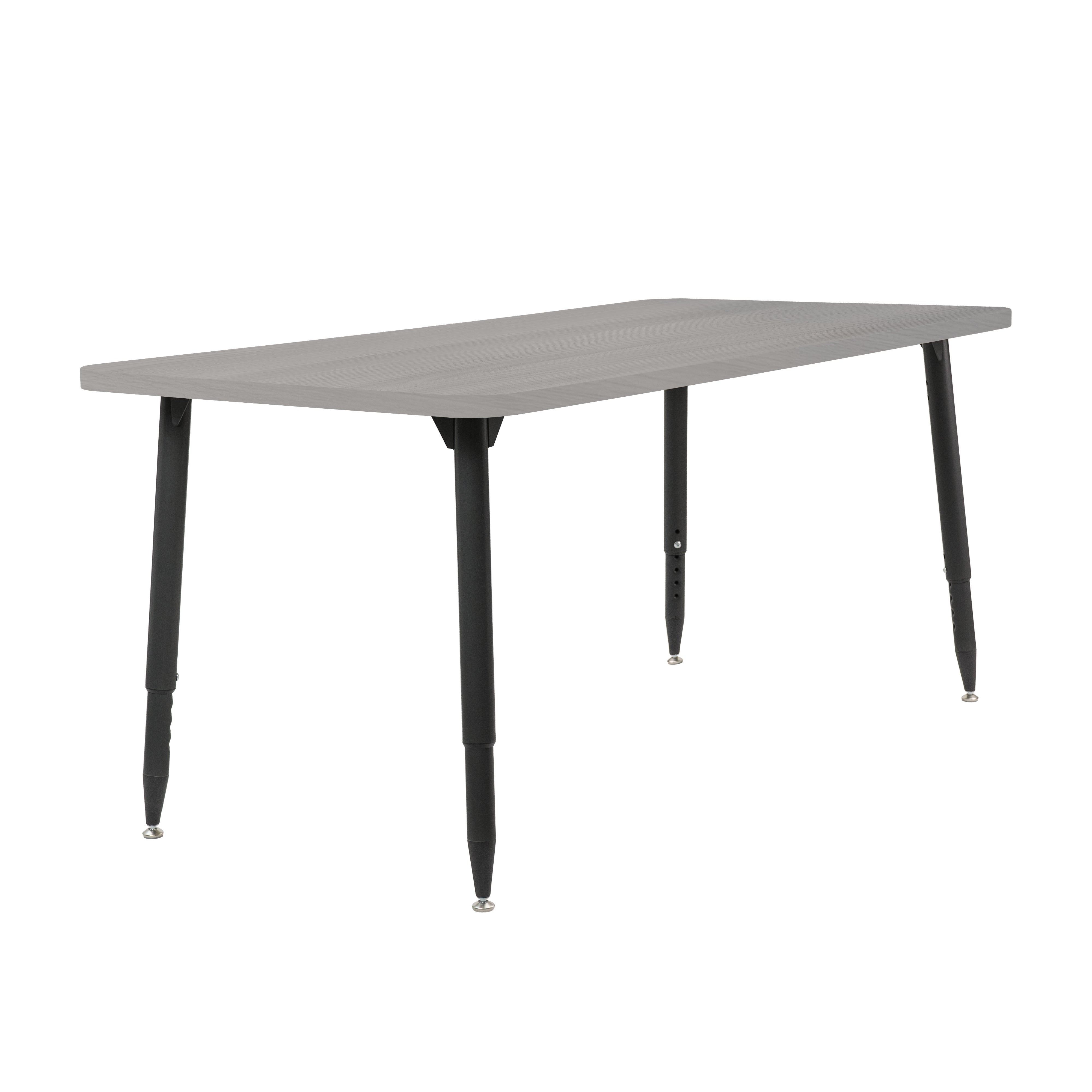 Adapte 30" x 60" Rectangle Woodgrain Activity Table with Adjustable Tapered Legs - Light Gray Wood/Black