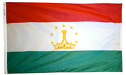Tajikistan Flag 3x5 ft. Nylon SolarGuard Nyl-Glo 100% Made in USA to Official United Nations Design Specifications.