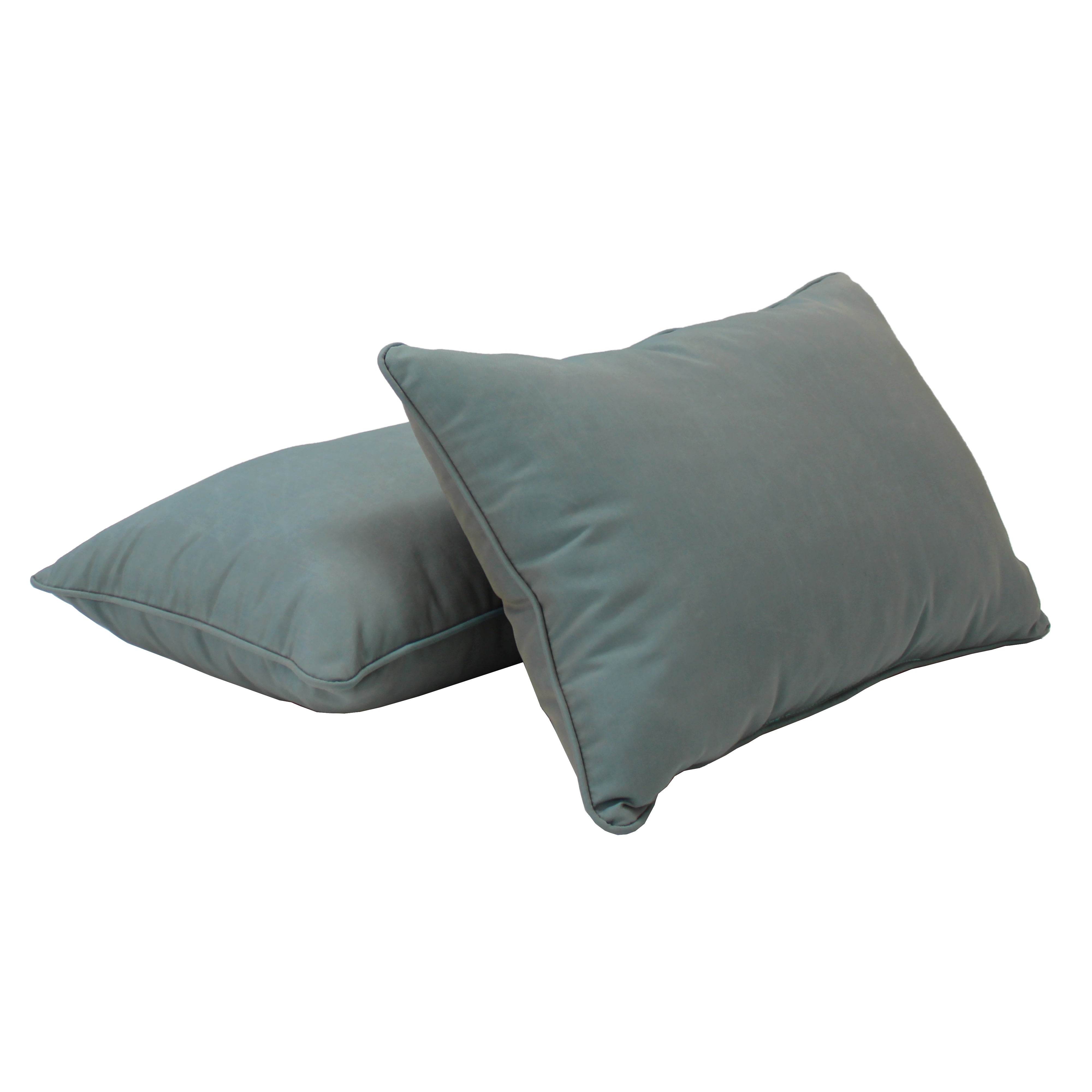 Presidio 16" x 24" Lumbar Indoor/Outdoor Pillow with Piping, 2-Piece - Dusty Turquoise