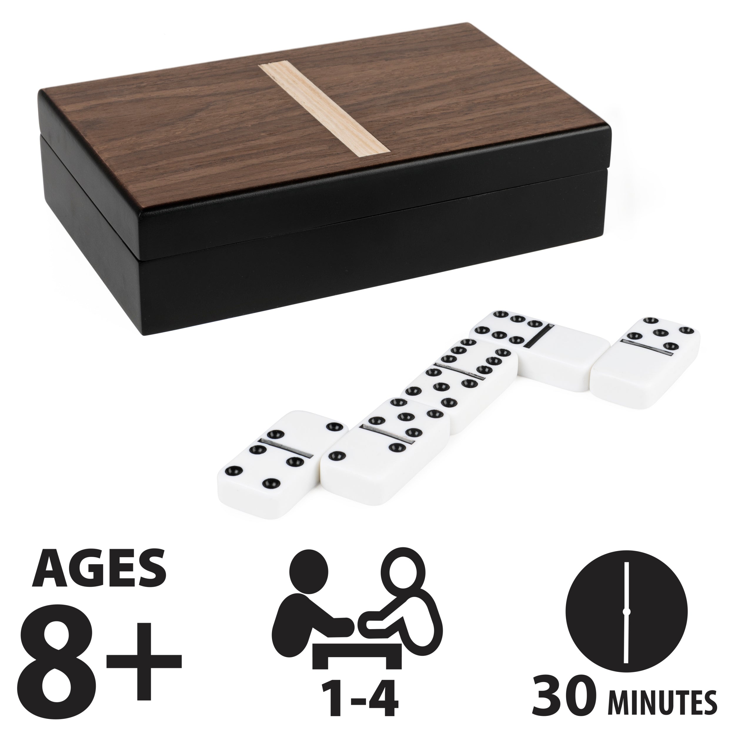 Spin Master Games, Cardinal Legacy Deluxe Double-6 Dominoes, Classic Board Game Set of 28 Dominoes in Lined Wooden Case, for Kids & Family, 1-4 Players, for Ages 8 & Up