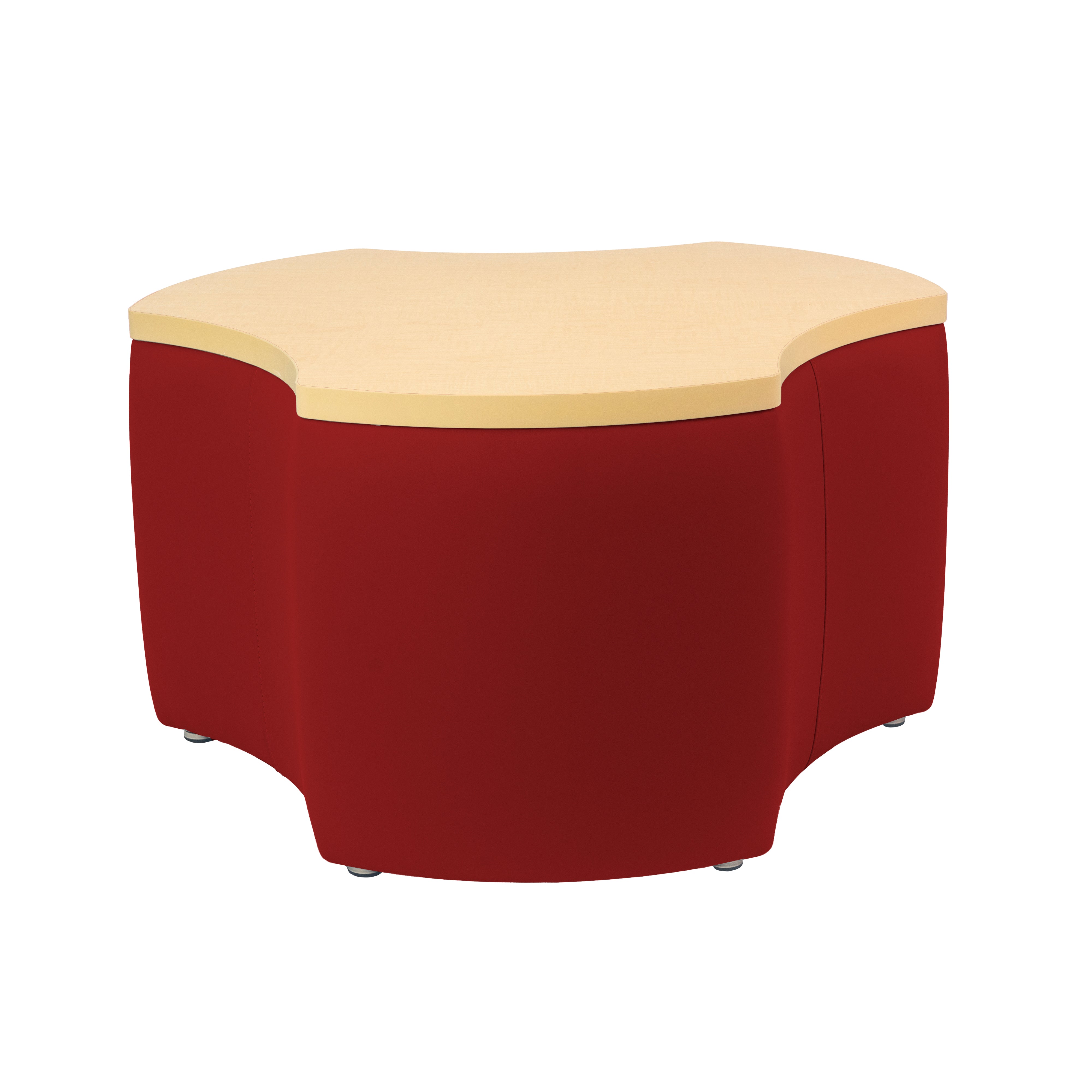 Pro Series Upholstered Cog Ottoman Table 18" Height - Crimson/Maple