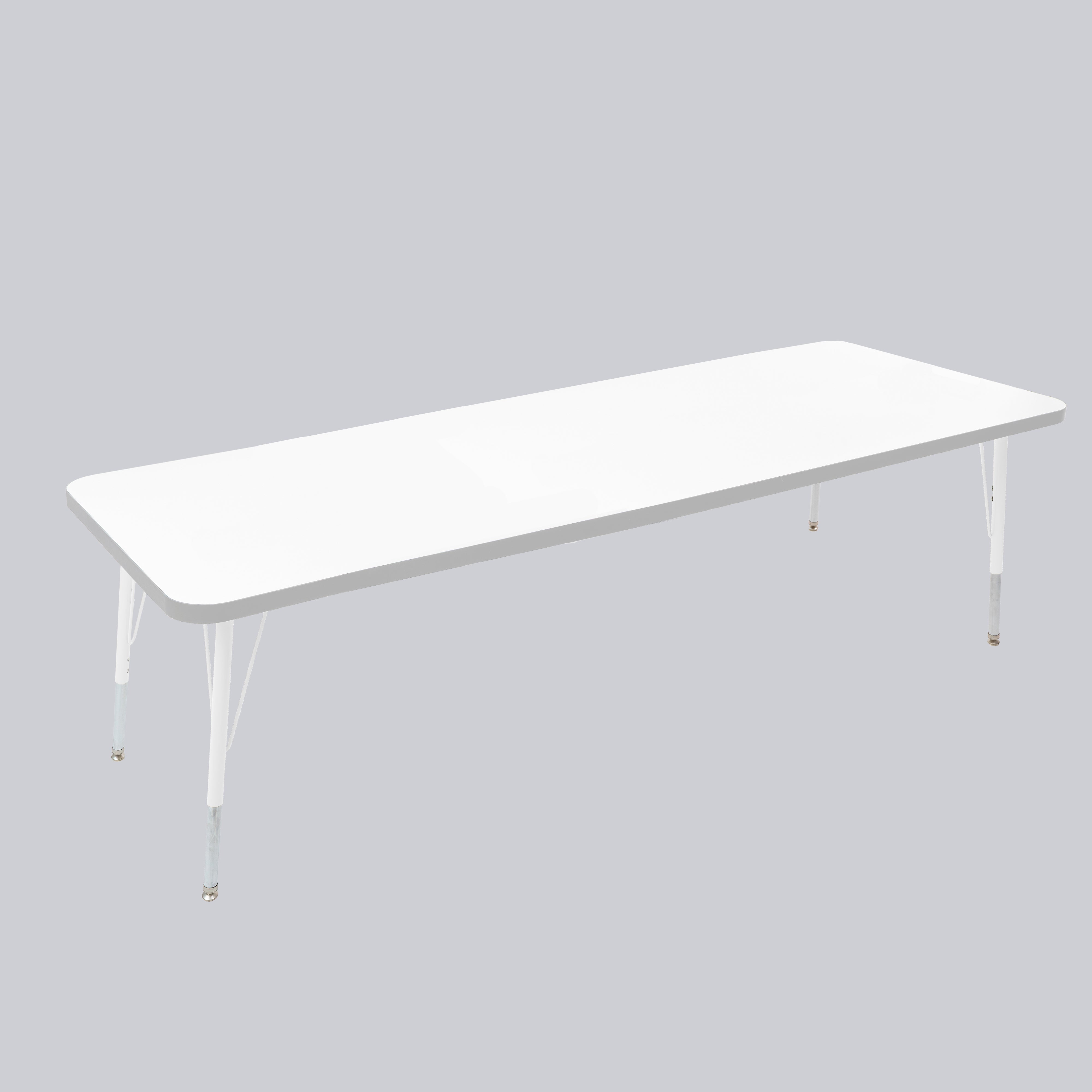 30" x 72" Rectangle Thermofused Activity Table with Adjustable Standard Swivel Glide Legs - White/Light Gray/White