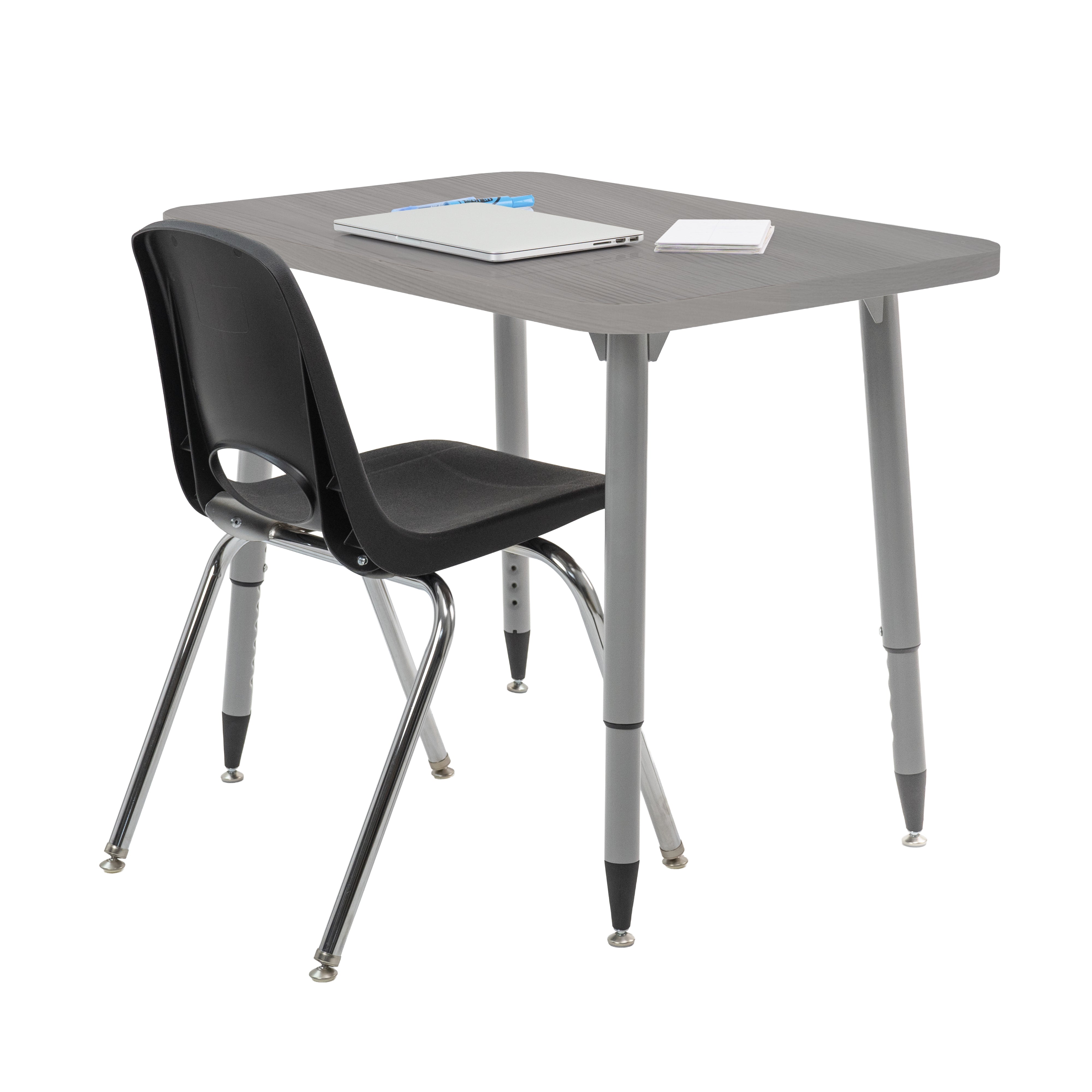 Adapte 24" x 36" Rectangle Woodgrain Activity Table with Adjustable Tapered Legs - Light Gray Wood/Silver