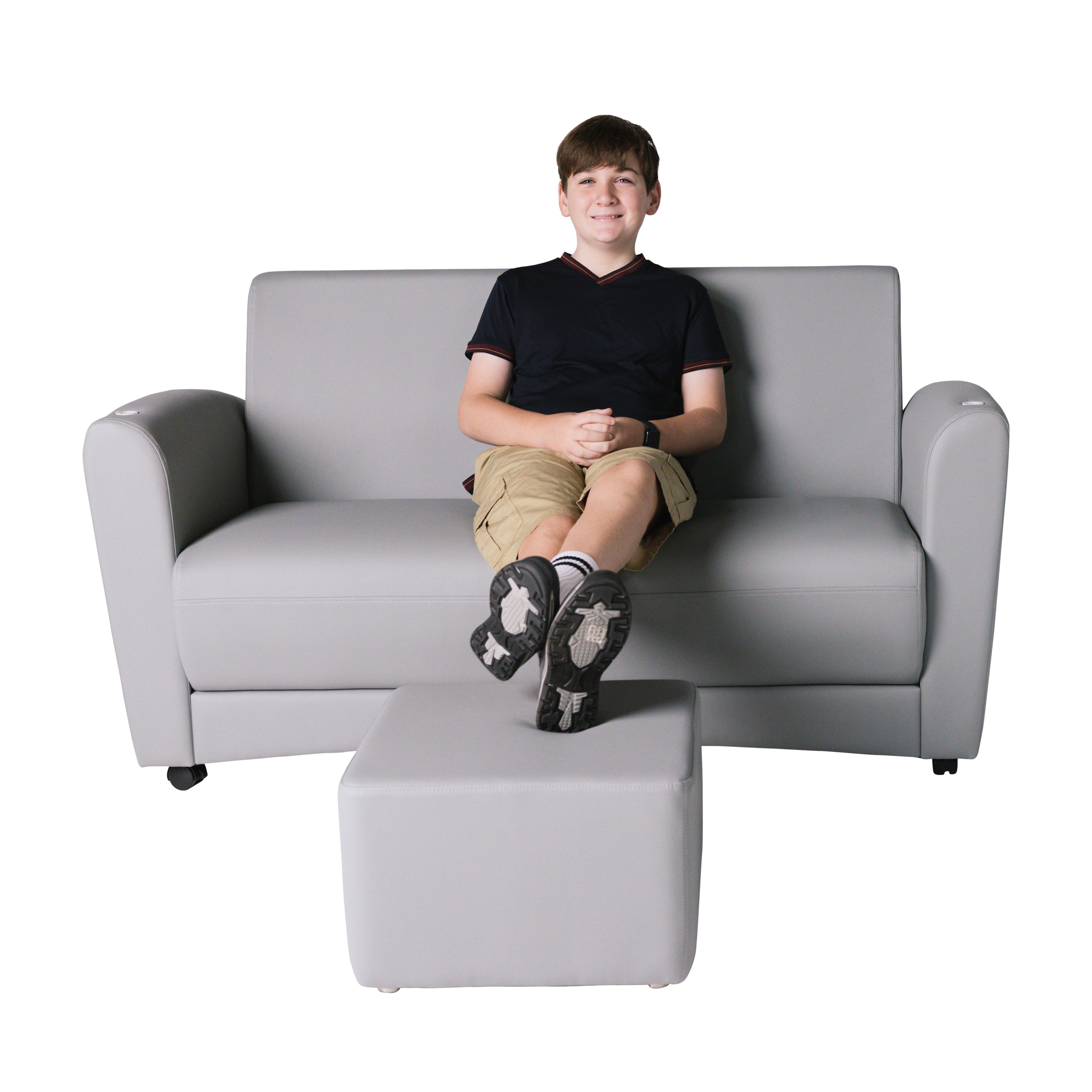Pro Series Upholstered Square Ottoman 12" Height - Gray