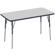 24" x 48" Rectangle T-Molding Activity Table with Adjustable Standard Swivel Glide Legs - Gray/Navy