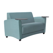 Pro Series Upholstered Common Area Sofa with Tablet - Sky Blue Crosshatch/Cosmic Strandz