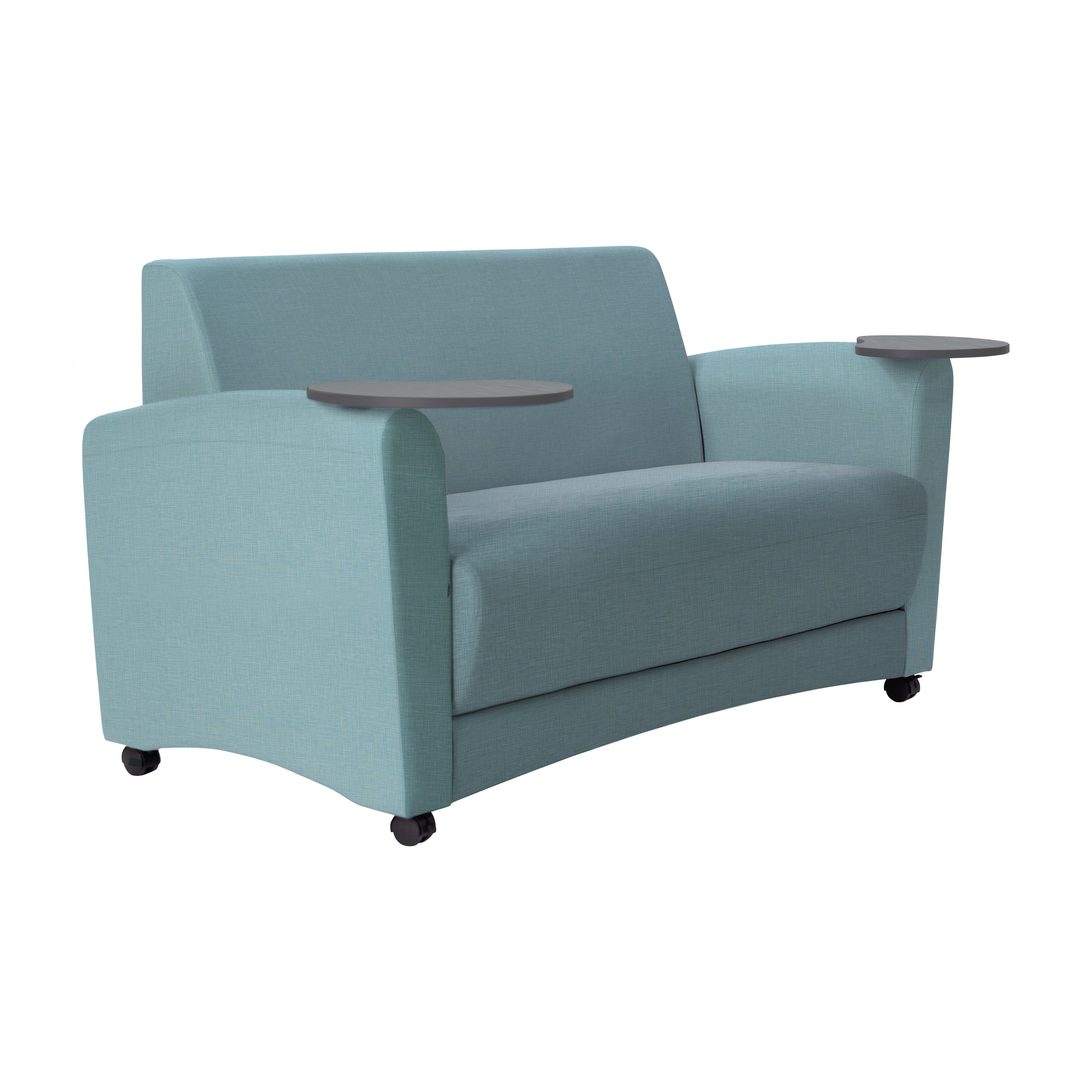 Pro Series Upholstered Common Area Sofa with Tablet - Sky Blue Crosshatch/Cosmic Strandz