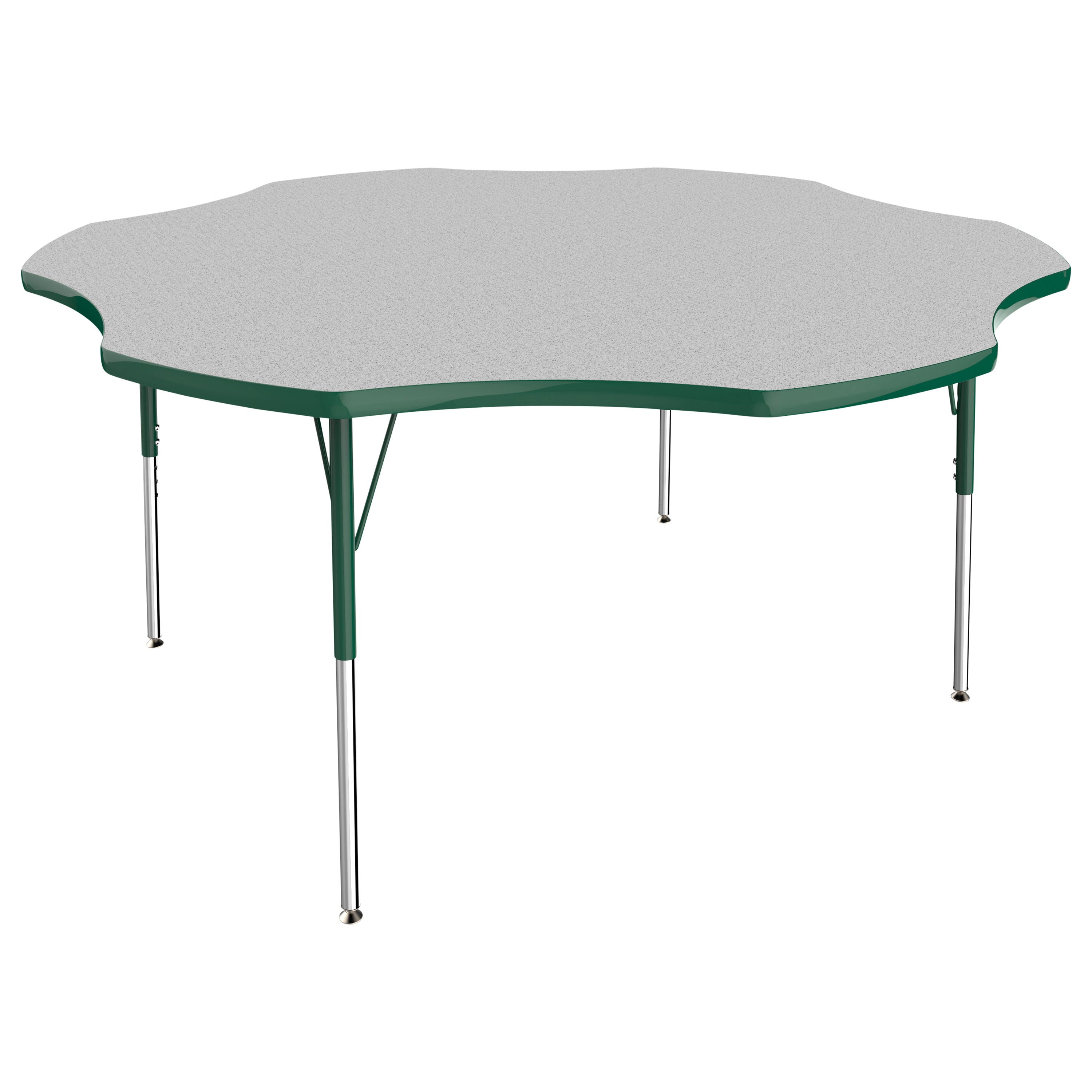 60" x 60" Flower T-Molding Activity Table with Adjustable Standard Swivel Glide Legs - Gray/Green