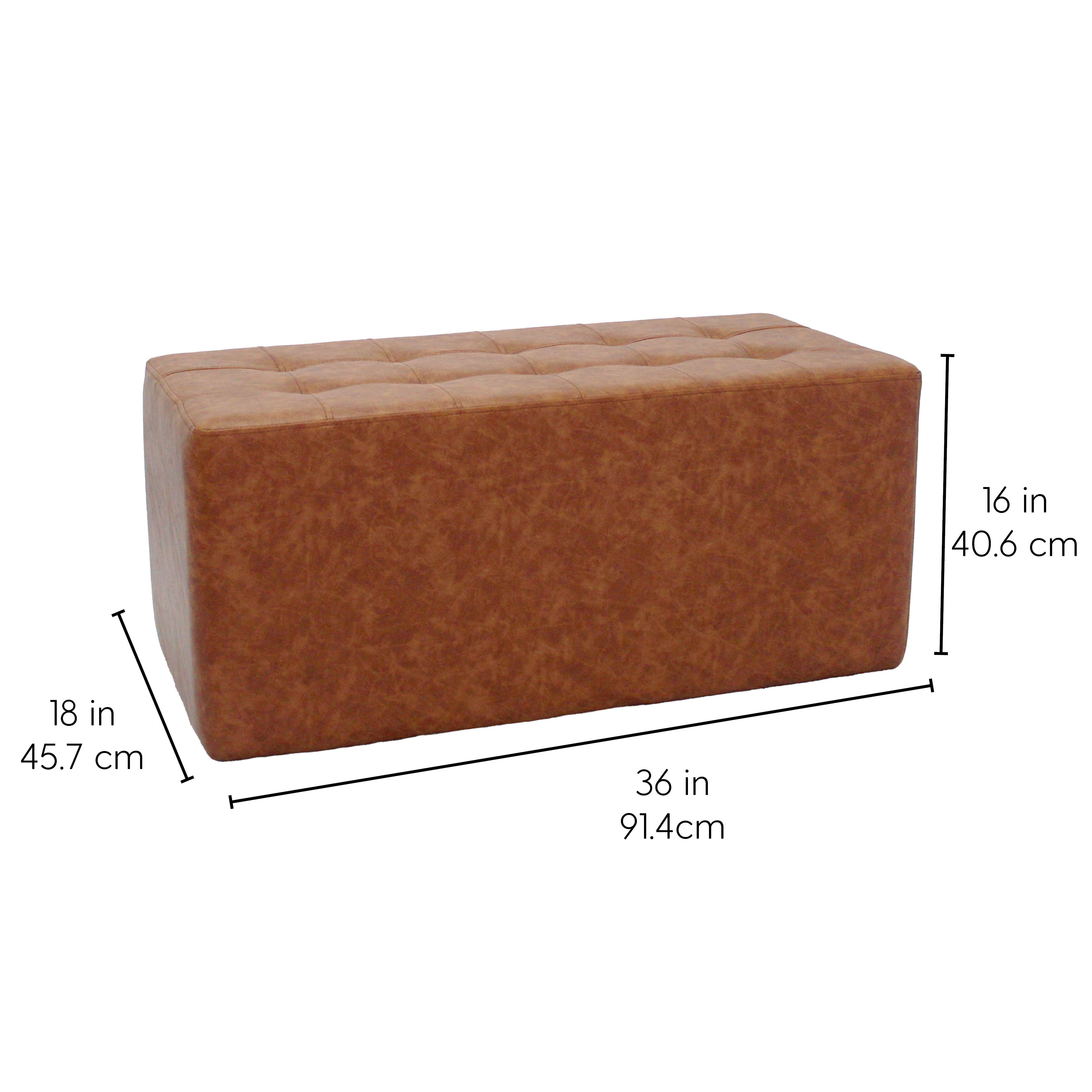 Rustic Tufted Rectangle Ottoman 16" Height - Hazelnut