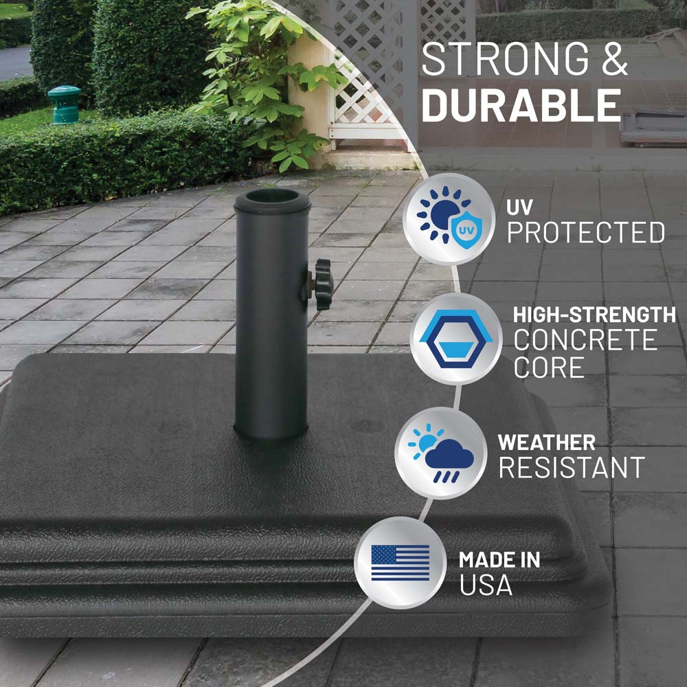 40 lb Black Umbrella Base with Steel Stem