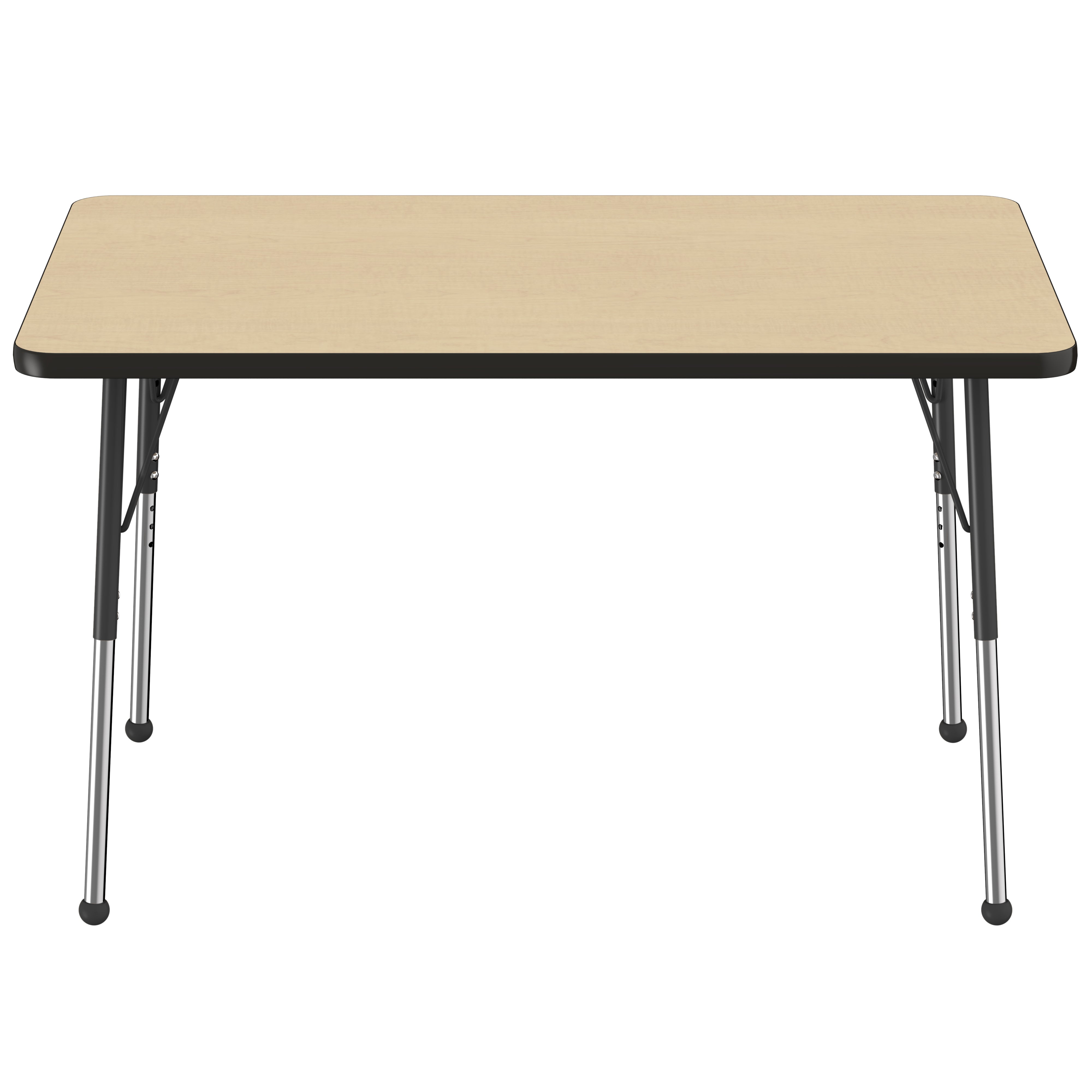 30" x 48" Rectangle Thermofused Activity Table with Adjustable Standard Ball Glide Legs - Maple/Black