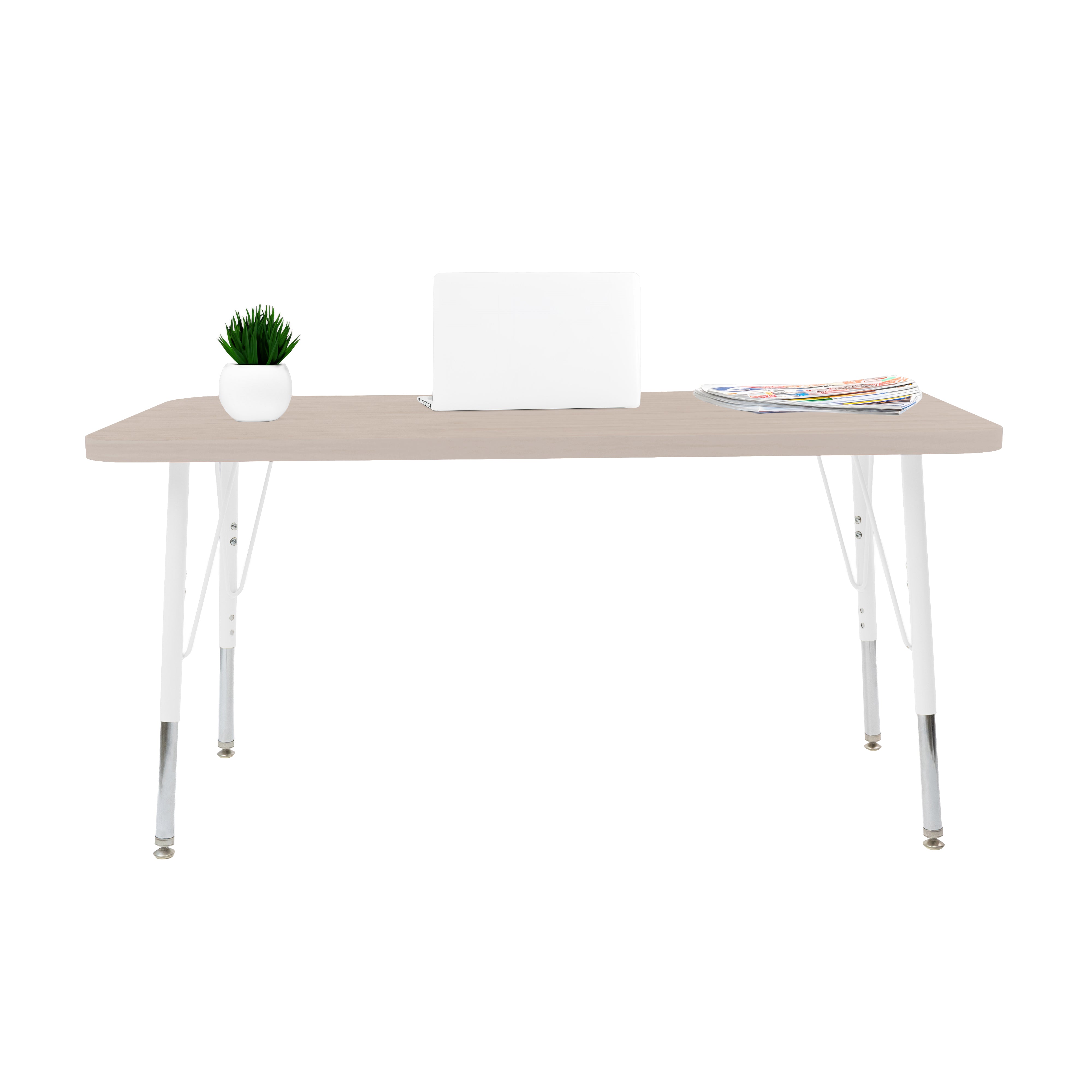 24" x 48" Rectangle Thermofused Woodgrain Activity Table with Standard Legs - Asian Sand/White
