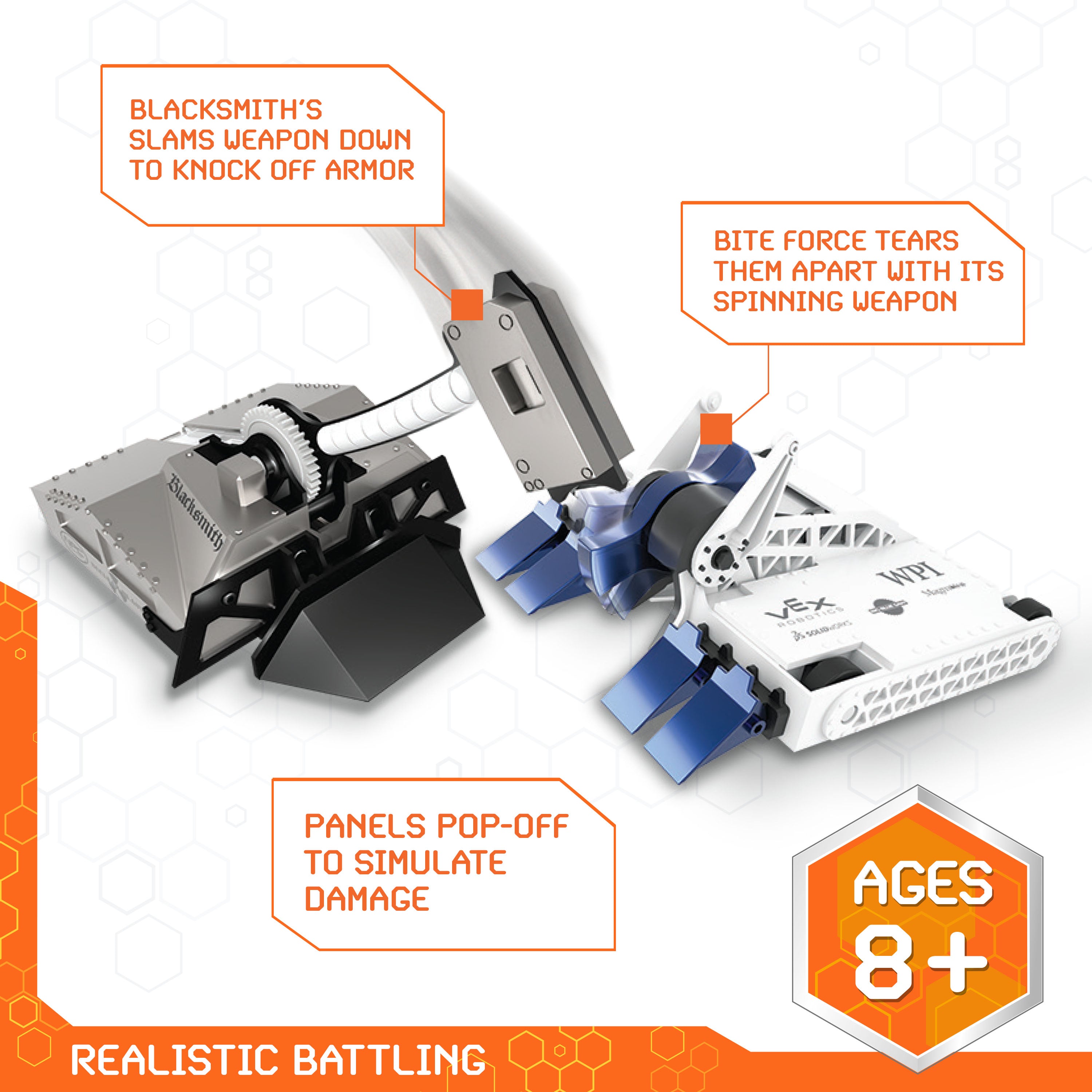 HEX BOTS BattleBots Rivals 4.0 Blacksmith and Biteforce, Remote Control Robot Toys for Kids, STEM Toys for Boys and Girls Ages 8 & Up, Batteries Included
