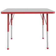 24" x 36" Rectangle T-Molding Activity Table with Adjustable Standard Ball Glide Legs - Gray/Red