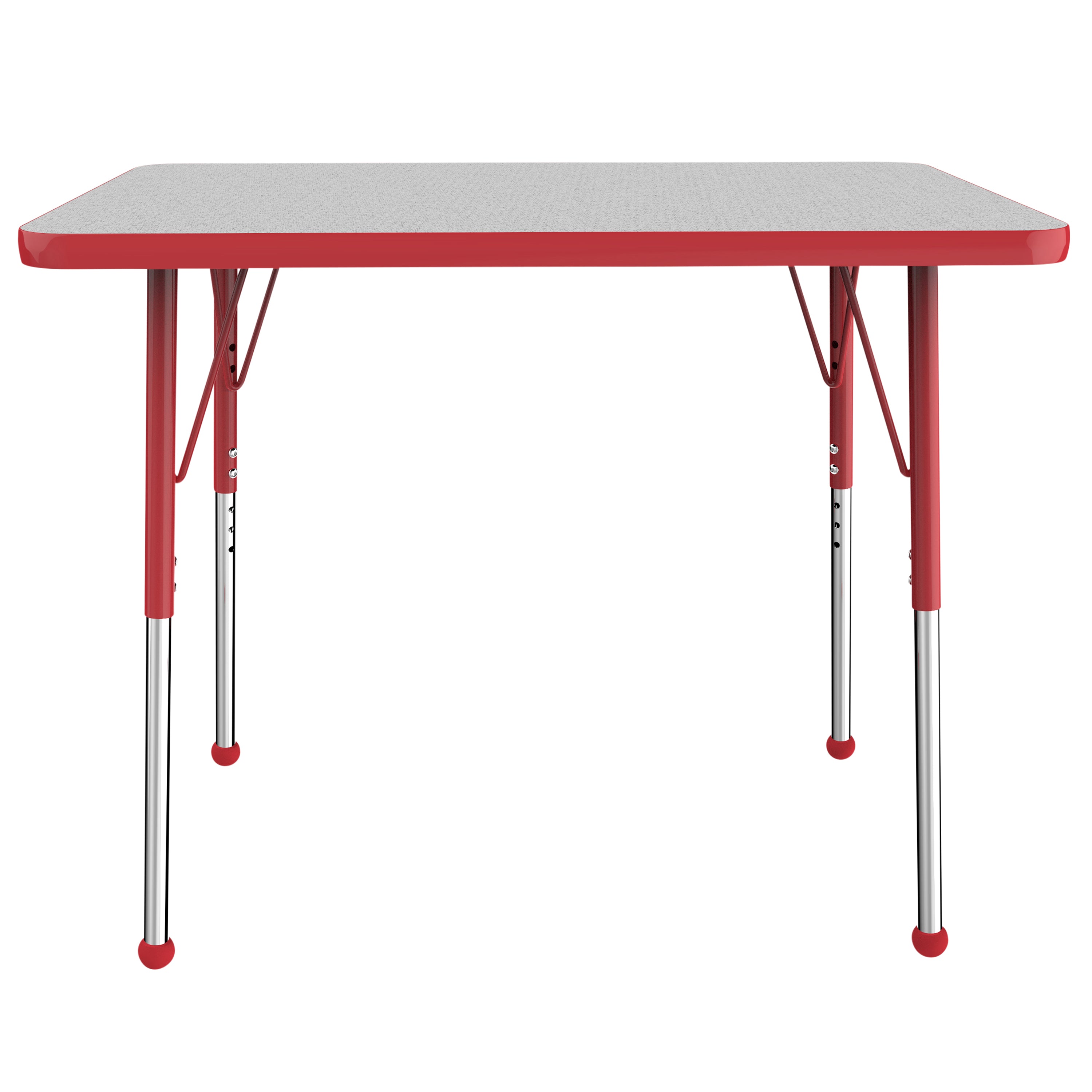 24" x 36" Rectangle T-Molding Activity Table with Adjustable Standard Ball Glide Legs - Gray/Red