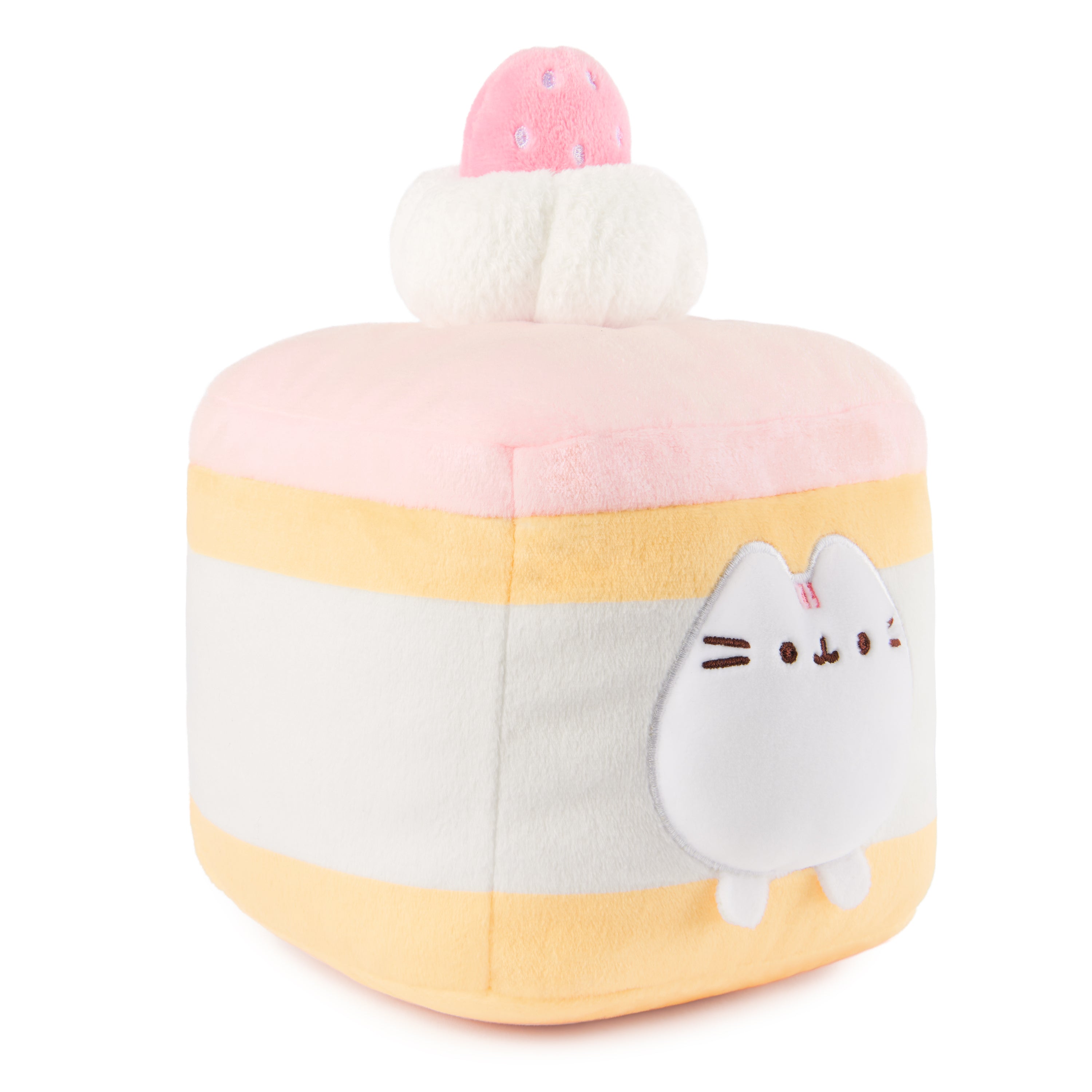 GUND Pusheen Strawberry Sponge Cake Plush, Squishy Toy, Collectible Plush Toy, Dessert Plush, Cat Stuffed Animal for Ages 8 and Up, Pink, 6”